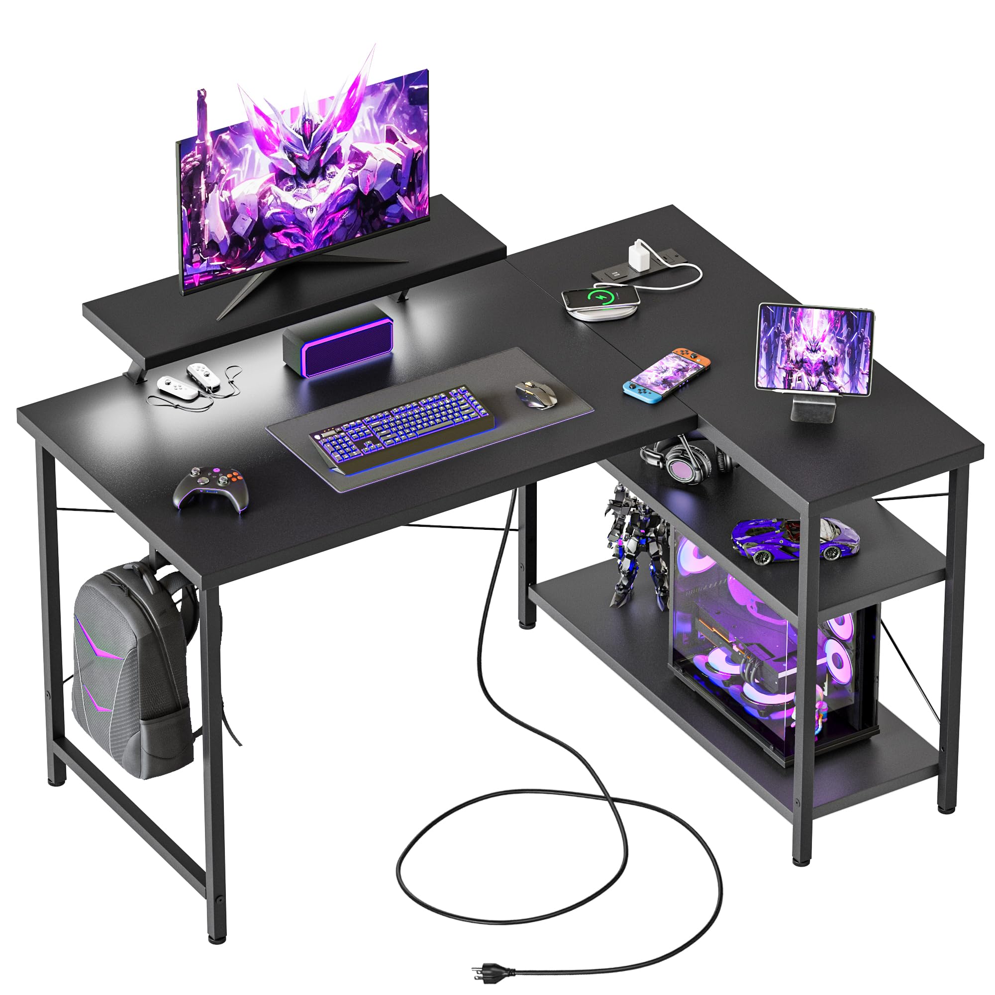 Mericonia 40 in Corner Desk with Monitor Stand