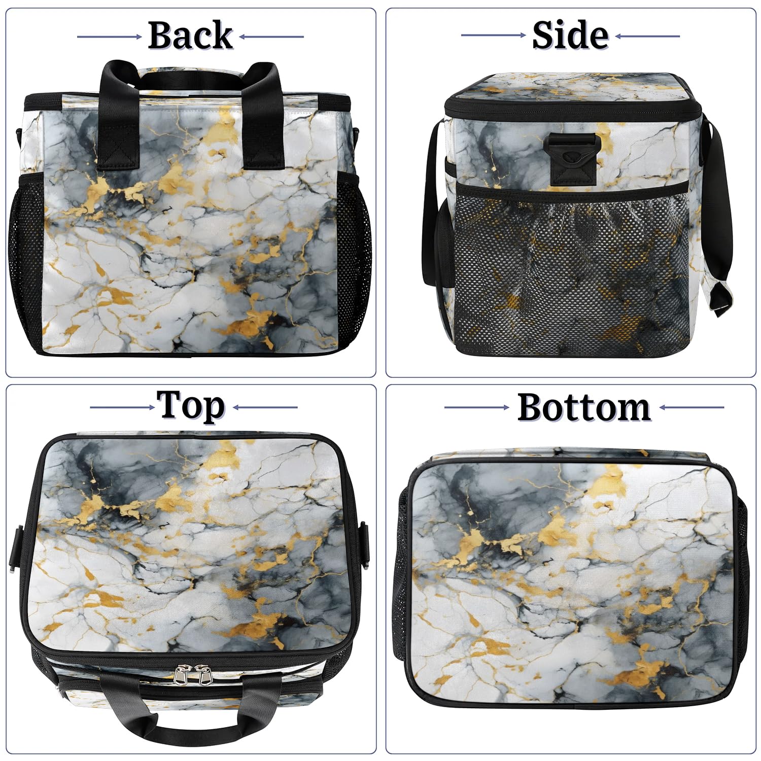 Große Lunchtasche mit Marmor-Textur-Design, für Erwachsene, Herren, Damen, Kinder, Mädchen, Jungen, isolierte Lunchbox, Kühltasche, Kühltasche, Kühltasche, Kühltasche, Kühltasche für Arbeit, Picknick,