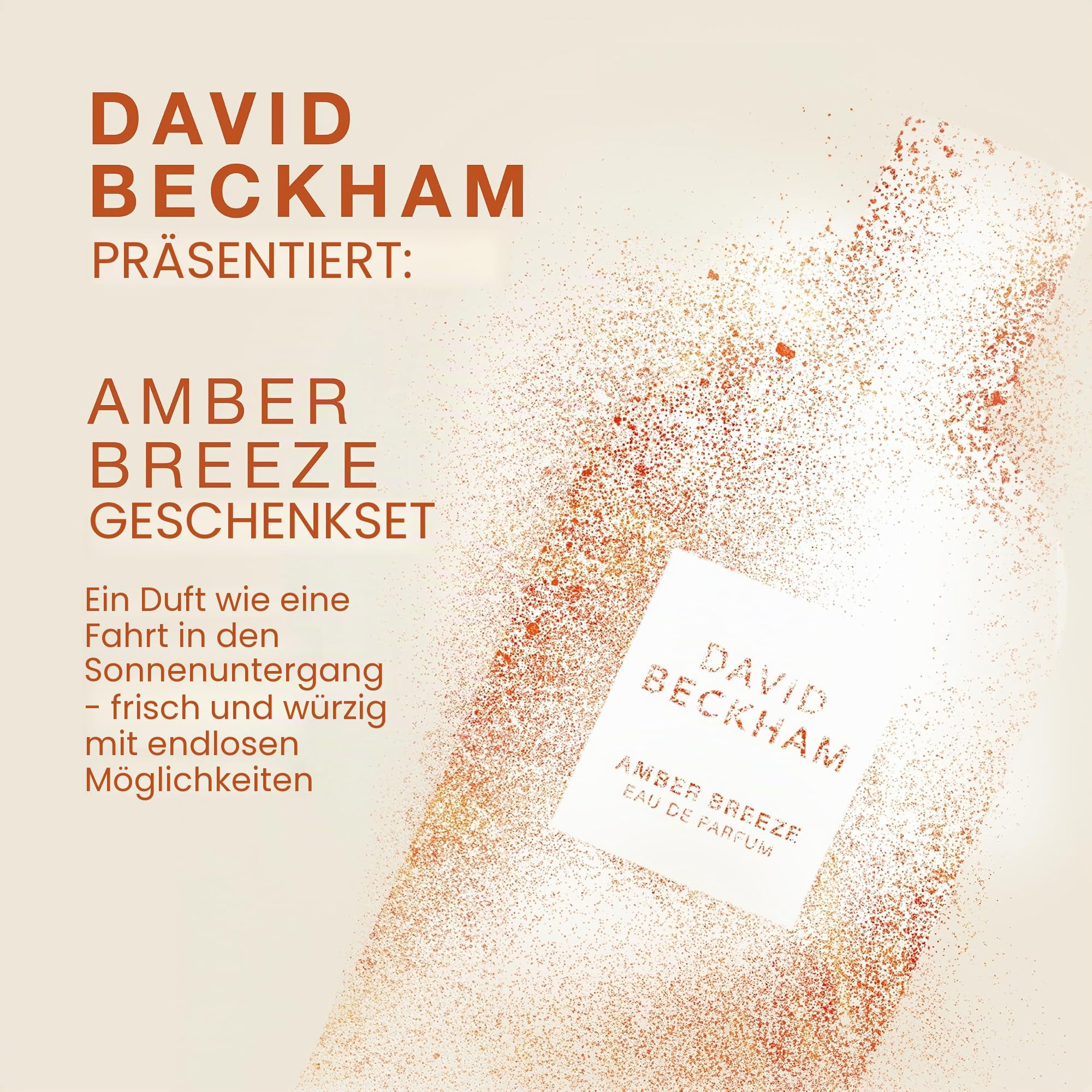 David Beckham Geschenkbox Amber Breeze, Eau de Parfum 100 ml und Duschgel 150 ml, aromatischer bernsteinfarbener Duft für Ihn