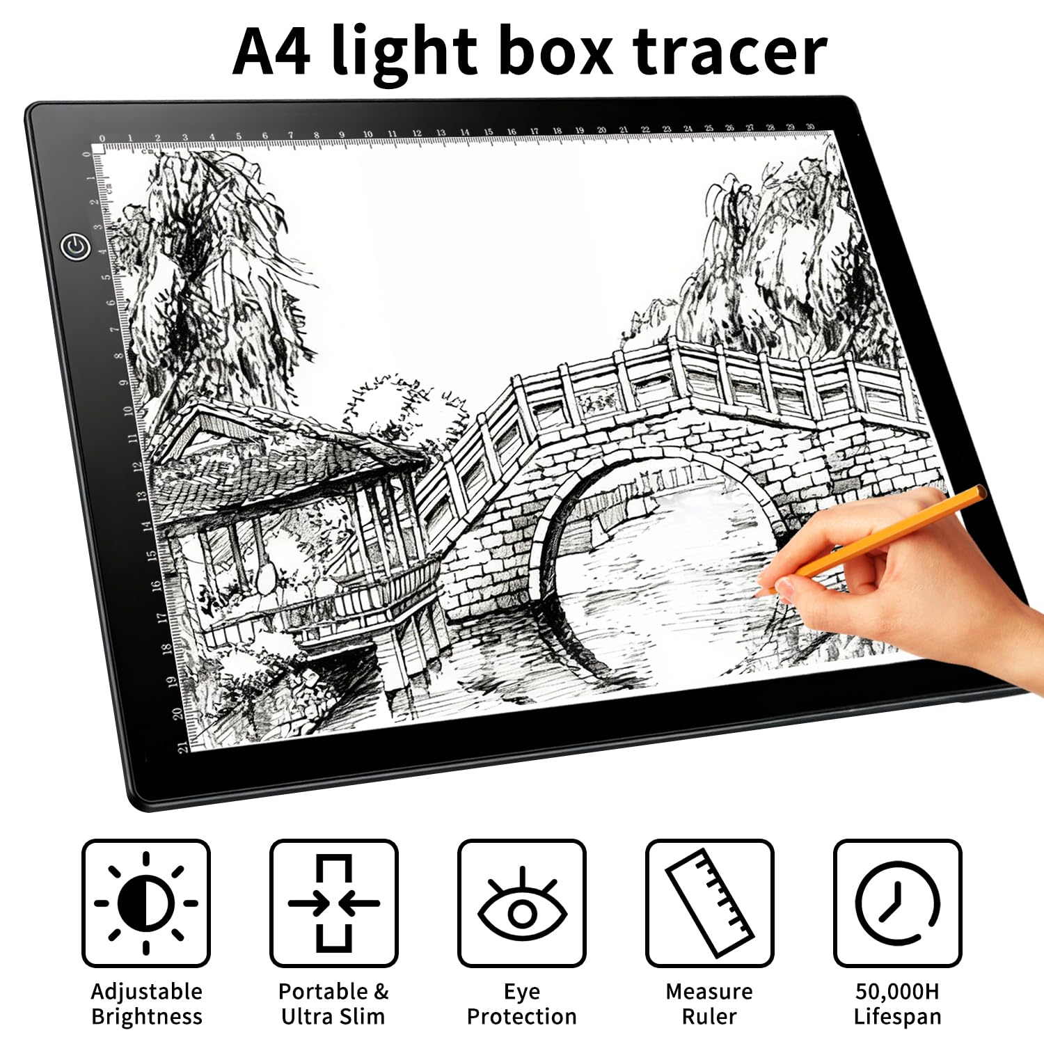 tiktecklab A4 Ultra-thin Portable LED Light Box Tracer USB Power Cable Dimmable Brightness LED Artcraft Tracing