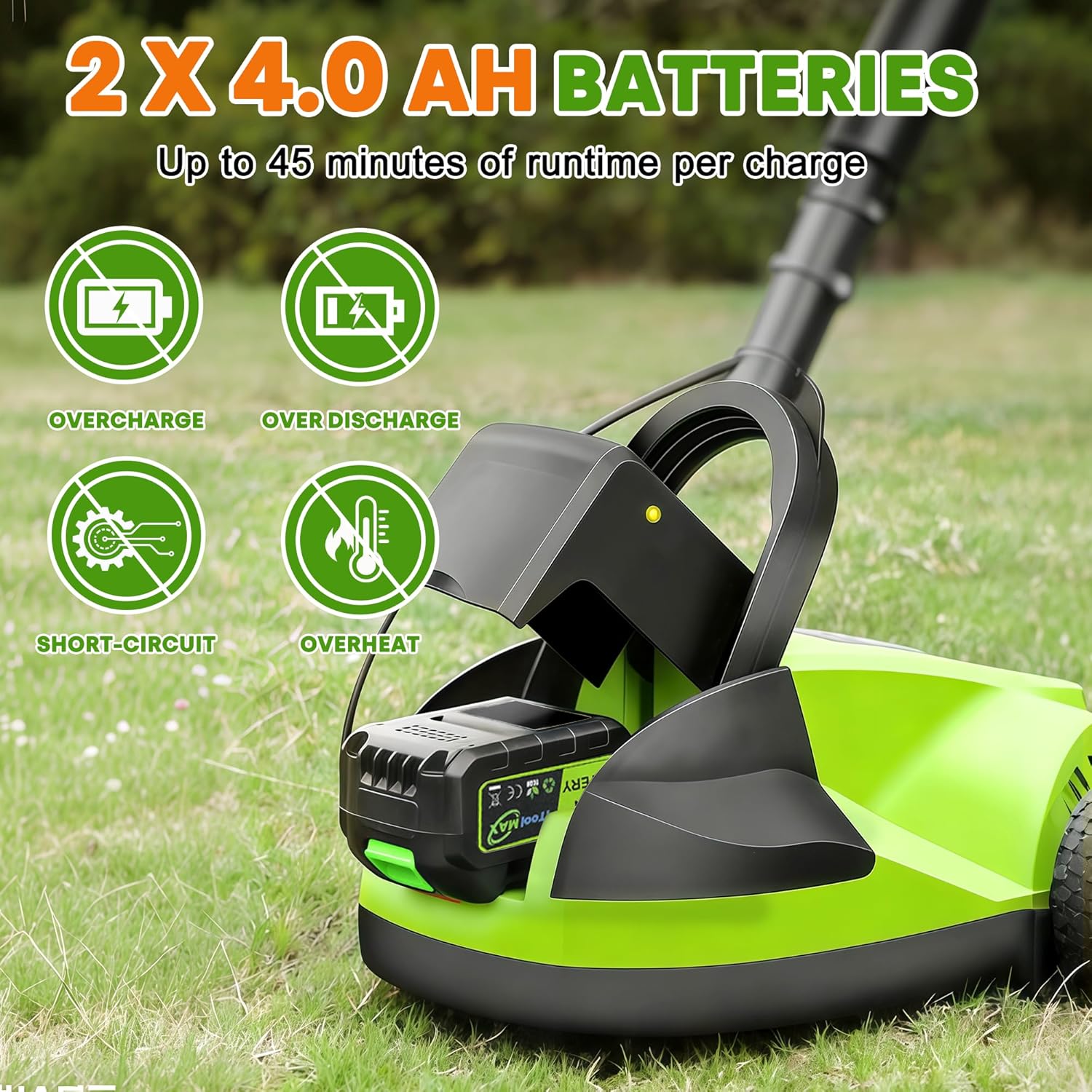 Electric Small Lawn Mower with Auto Shut-Off Sensor, 3 Position Cutting Height, 9.9Lbs Lightweight Cordless Push Mower Battery Powered for Garden/Yard/Farm, Gardening Gifts for Parents, Seniors
