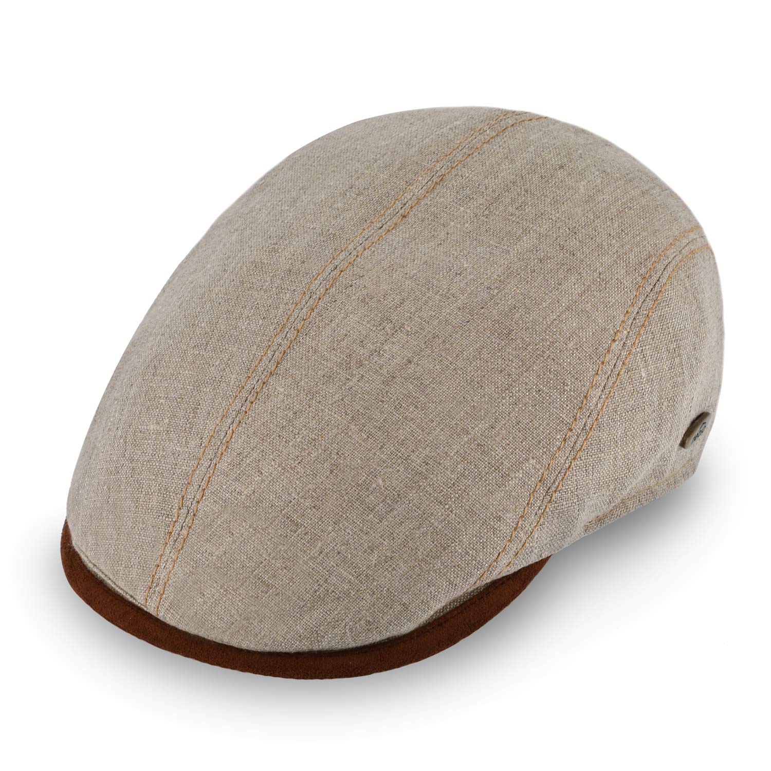 fiebig Brighton Flatcap aus Leinen | Schirmmütze mit Baumwollfutter | Schiebermütze mit Kontrastnähten | Made in Italy