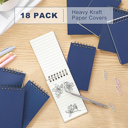 Miniatura 3 de Tenceur 18 cuadernos de bolsillo pequeños de 3 x 5 pulgadas, cuaderno encuadernado en la parte superior con 120 páginas rayadas, blocs de notas para