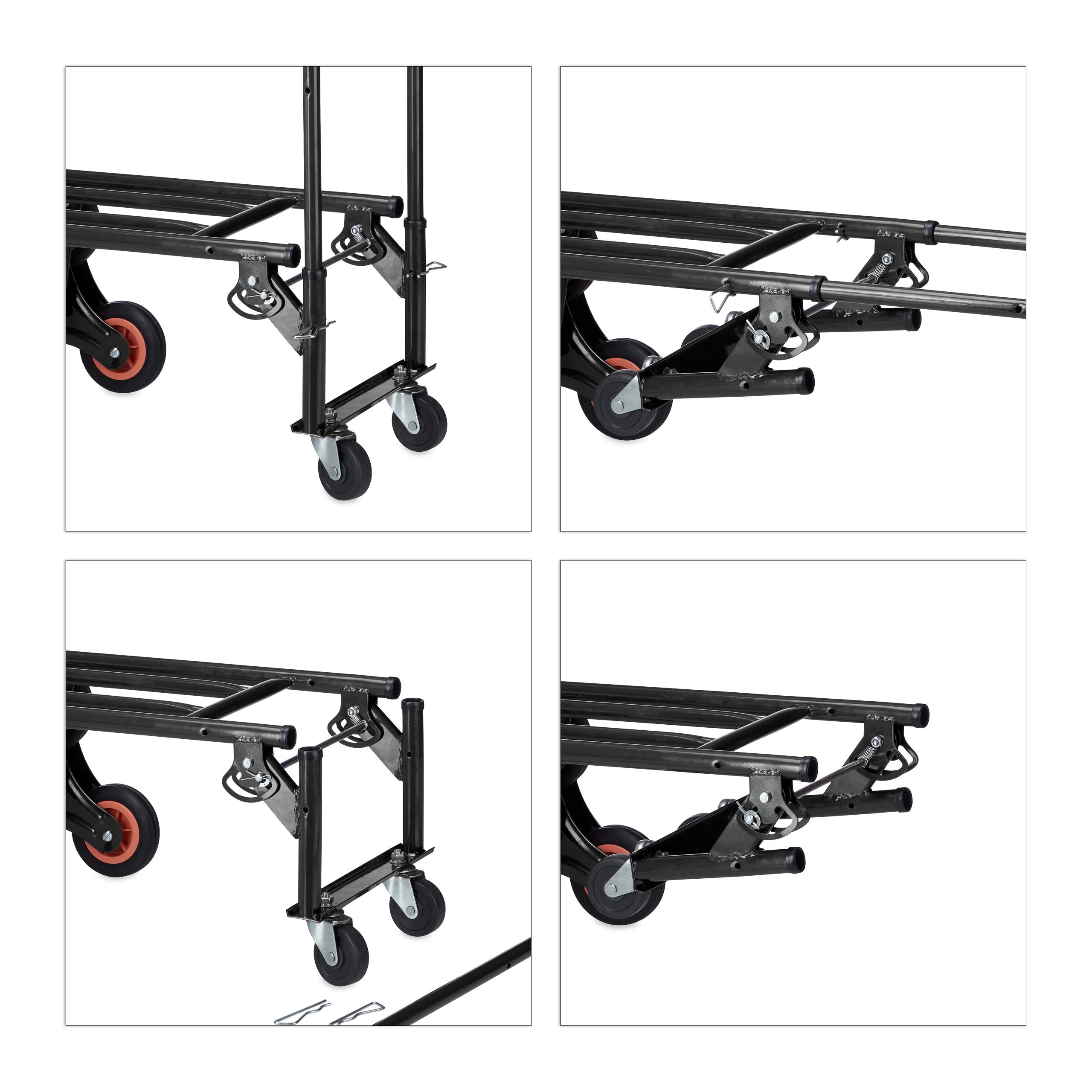 Relaxdays Carrello Portapacchi per Scale, Carrellino da Trasporto, Trolley Saliscale, capacità di Carico 50/150 kg, Nero