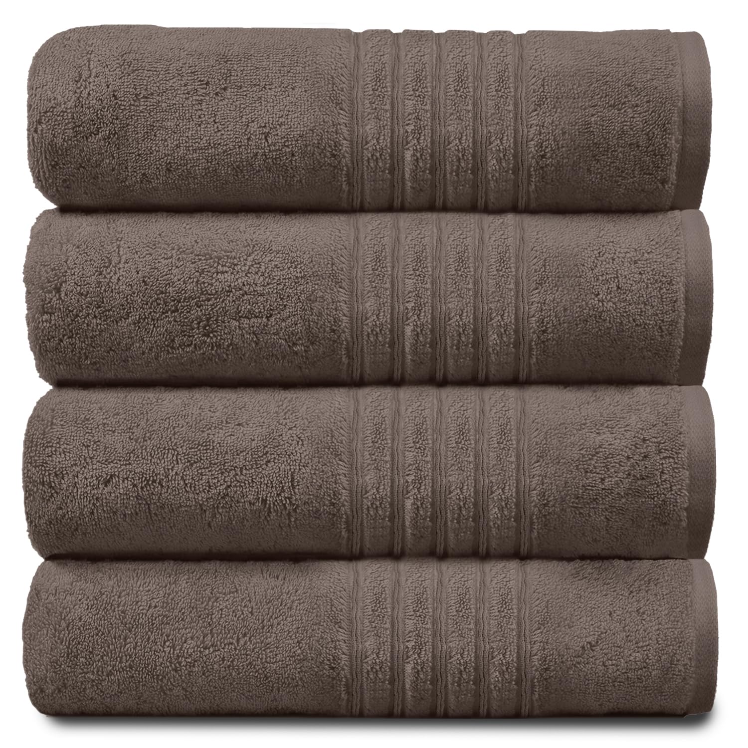 Gc Gaveno Cavailia Walnut New Hampton Pack Of 4 Bath Towel Set, 100% Ringspun Cotton, Extra Absorbent 450 Gsm Luxury Bath Sheets, 4Pk