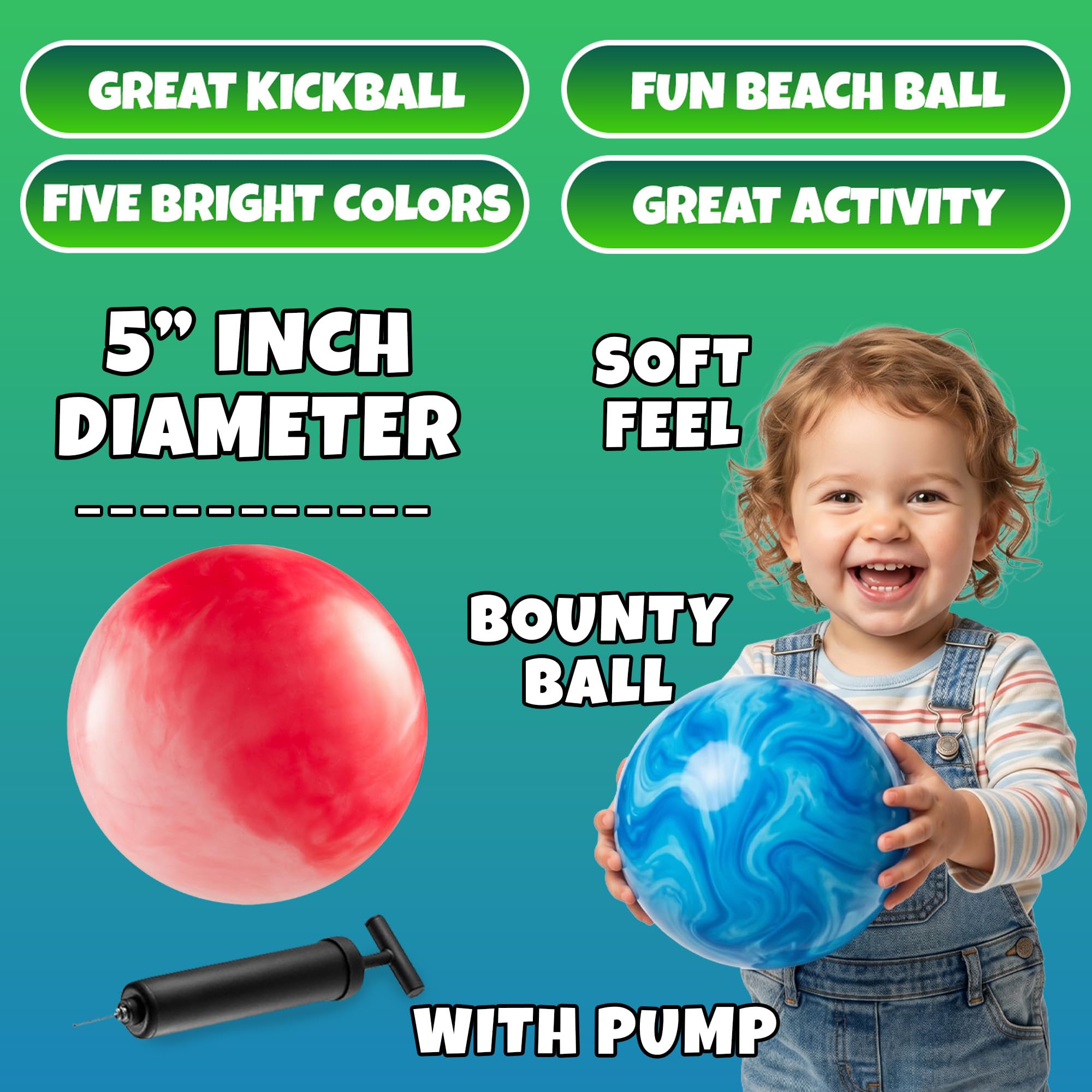 Pelotas de parque infantil (paquete de 5) – Pelotas de actividad inflables de mármol de 5 pulgadas para niños – Bolas de vinilo suaves para niños pequeños, preescolar, guardería, juegos de