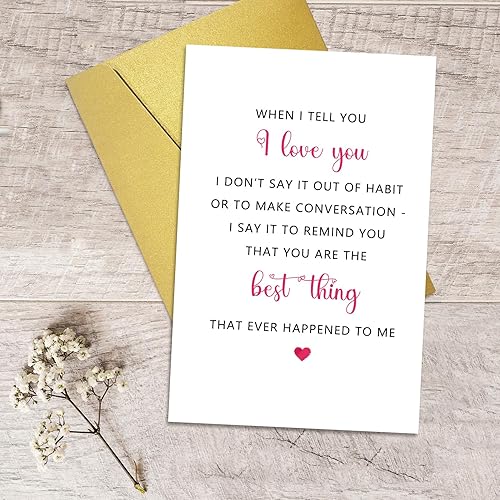 Miniatura 5 de Qiliji Tarjeta del día de San Valentín para marido, novio, esposa, novia, bonita tarjeta de amor de poema para él y ella, tarjeta de aniversario,