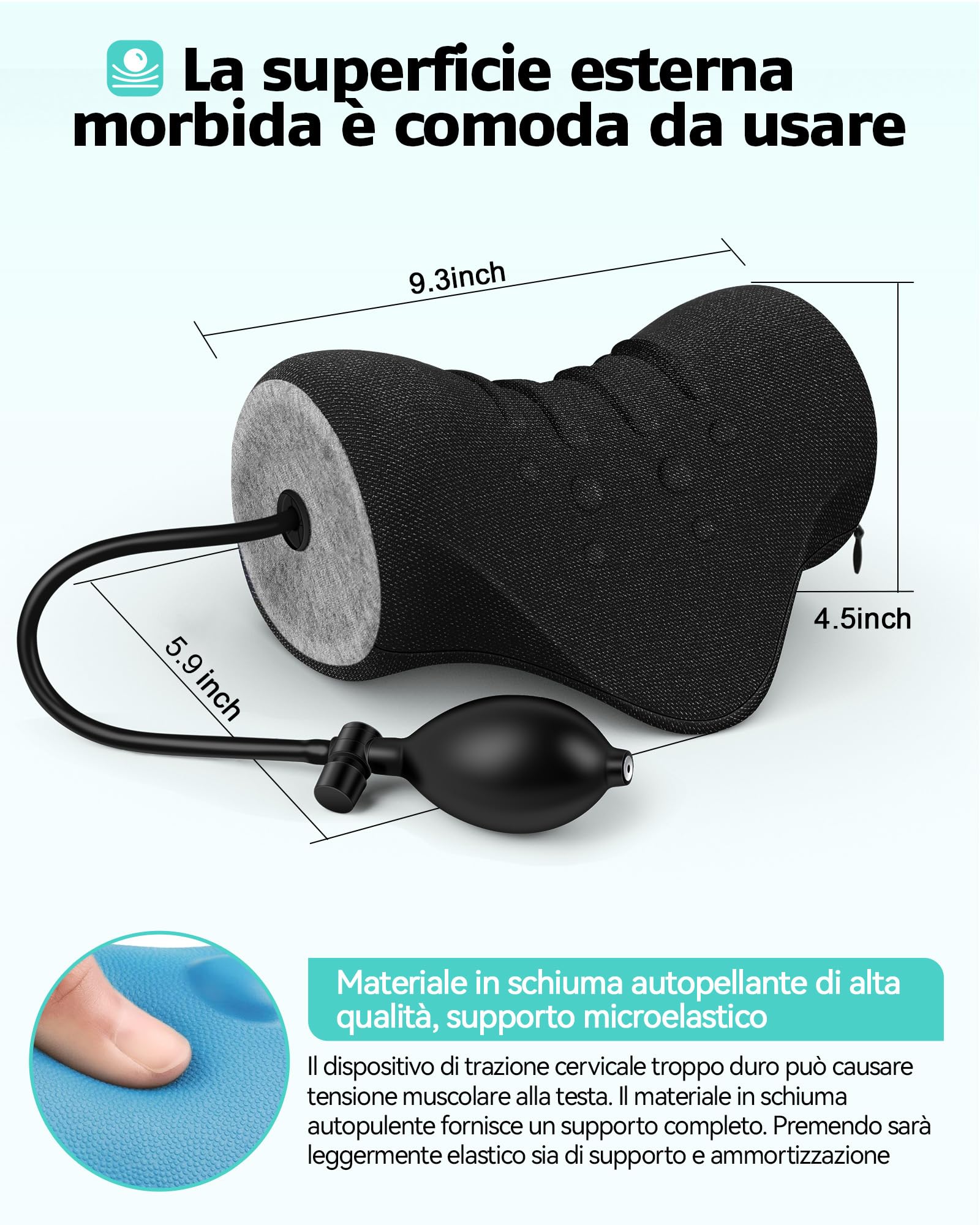 Cuscino cervicale gonfiabile,Rilassante per Collo e Spalle, Dispositivo di Trazione Cervicale Barella per Collo Portatile,Cuscino per Chiropratica per Alleviare il Dolore