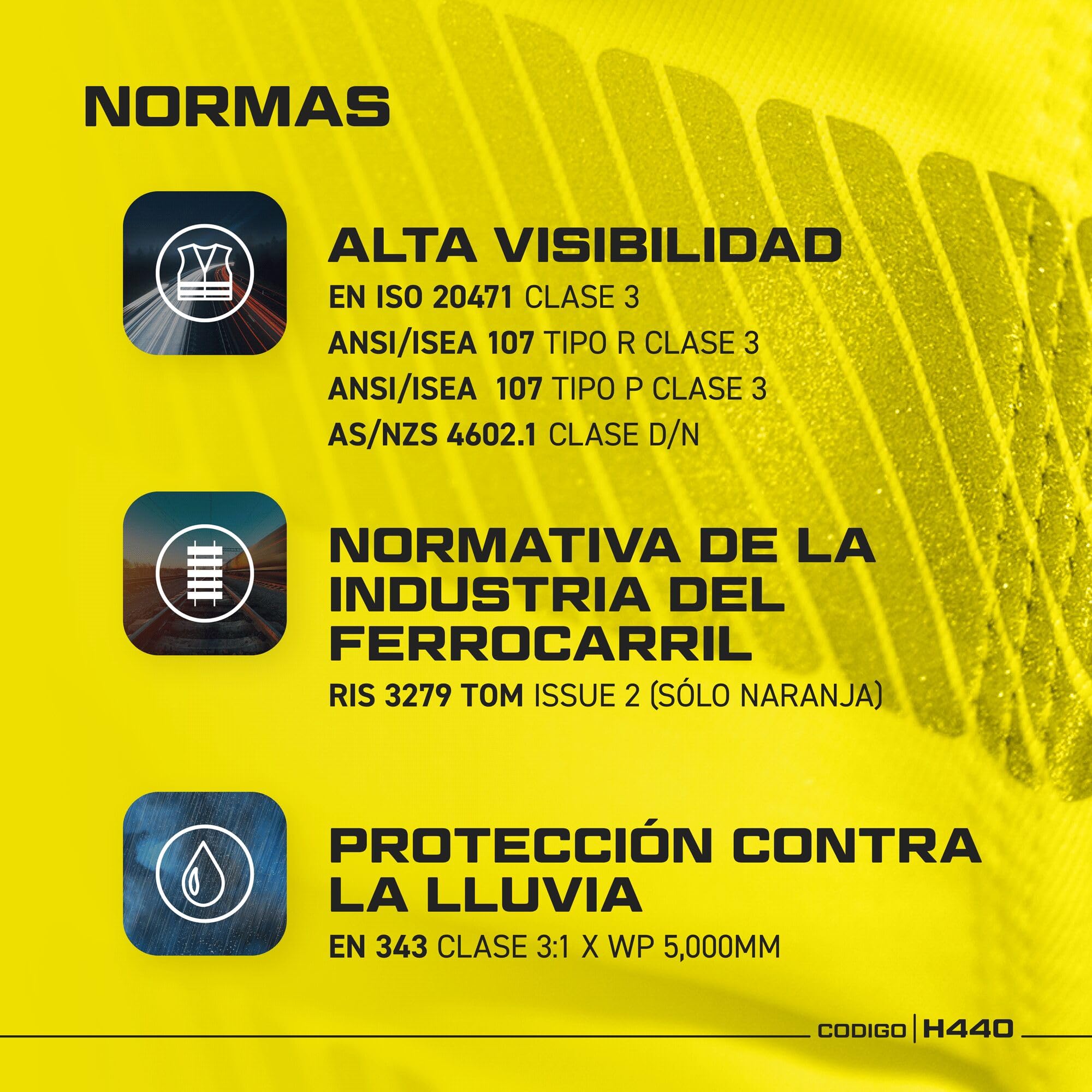 Portwest Chubasquero Alta Visibilidad Amarillo XL H440YERXL
