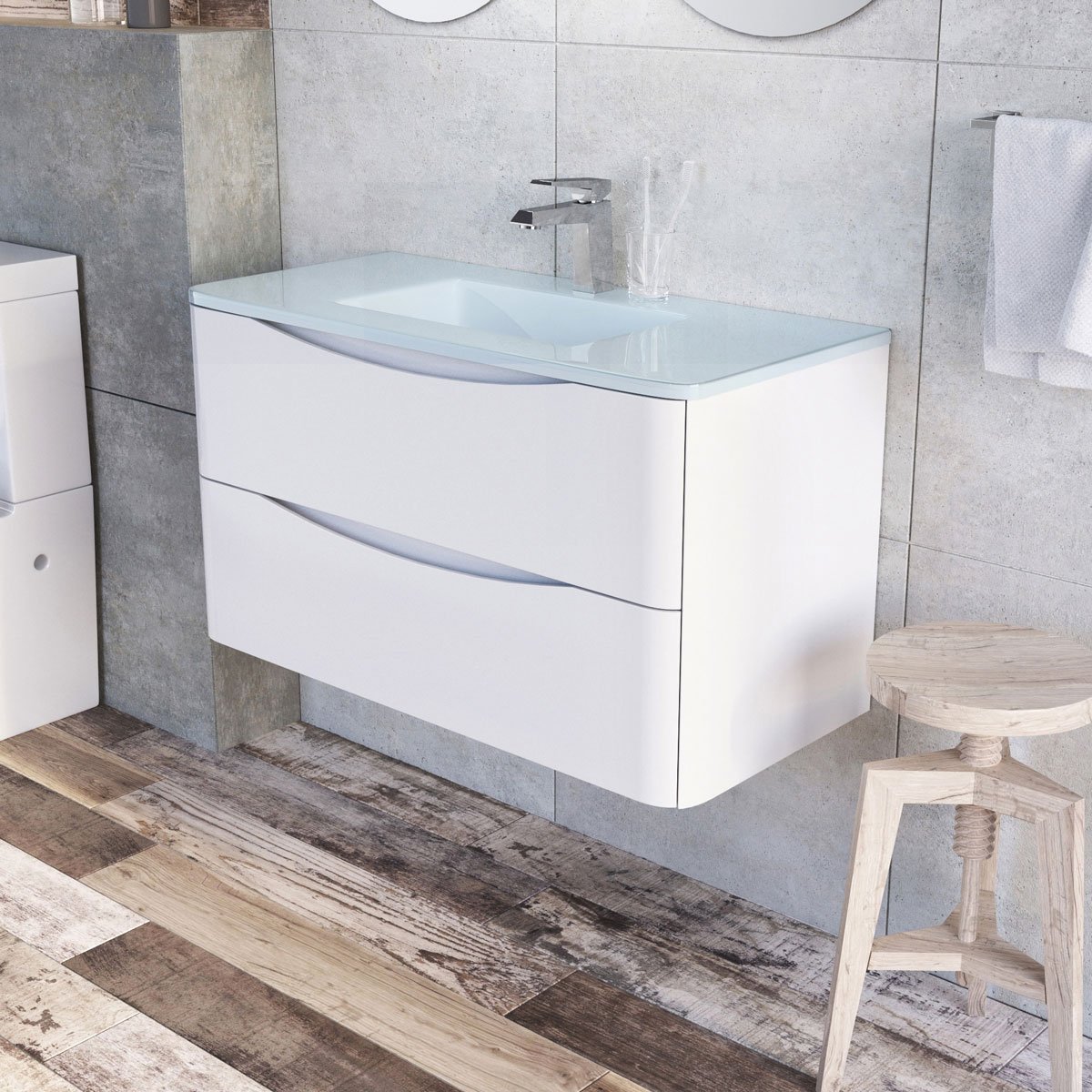 Buy Eaton White Bathroom Furniture Wall Hung ed Vanity Unit Soft Close