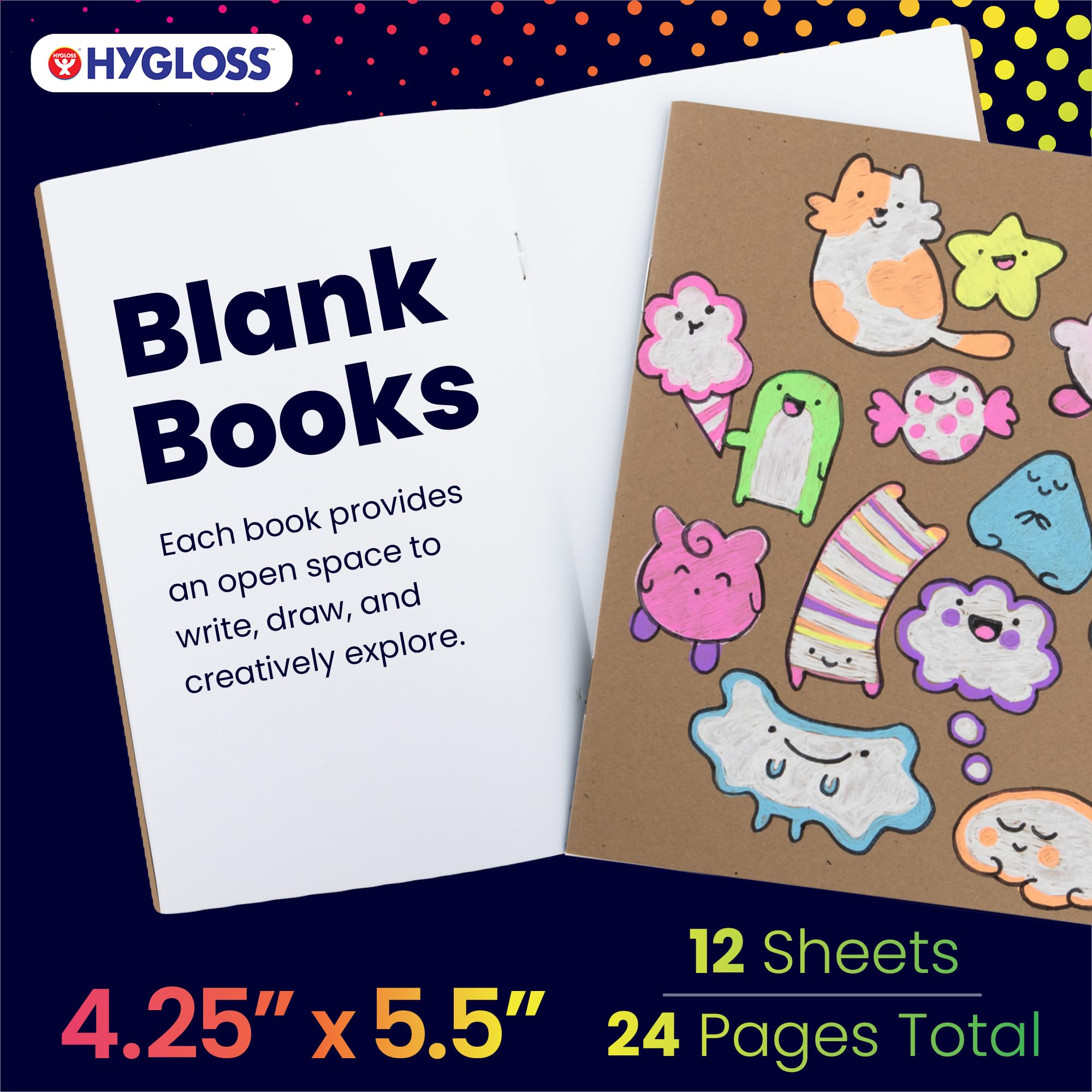 Hygloss Kraft - Libri vuoti, quaderni sfoderati, per diari, schizzi, scrittura, 24 pagine bianche, 10,5 x 15,5 cm, 50 libri