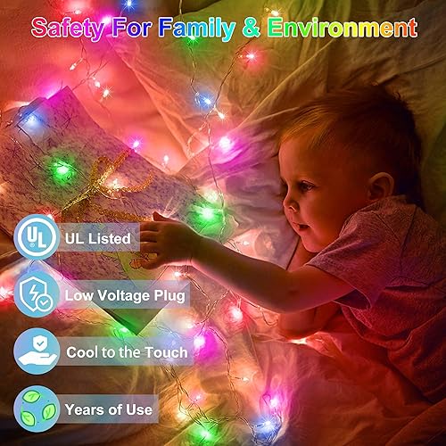 Miniatura 4 de 1300 luces LED de Navidad de 492 pies para exteriores, 8 modos de iluminación, cadena de luces de hadas, luces impermeables para árbol de Navidad