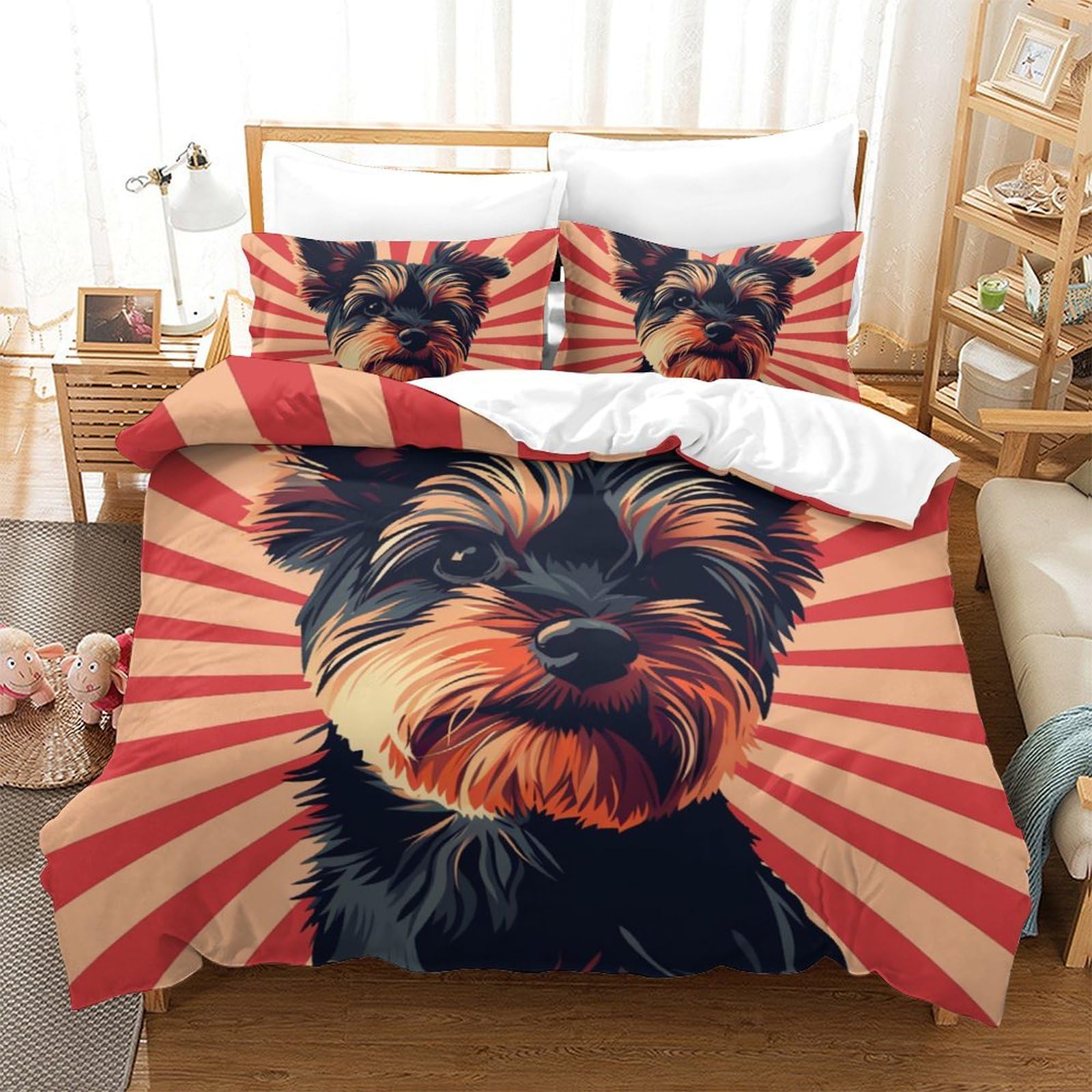 Parure de couette microfibre 3D premium King avec zips
