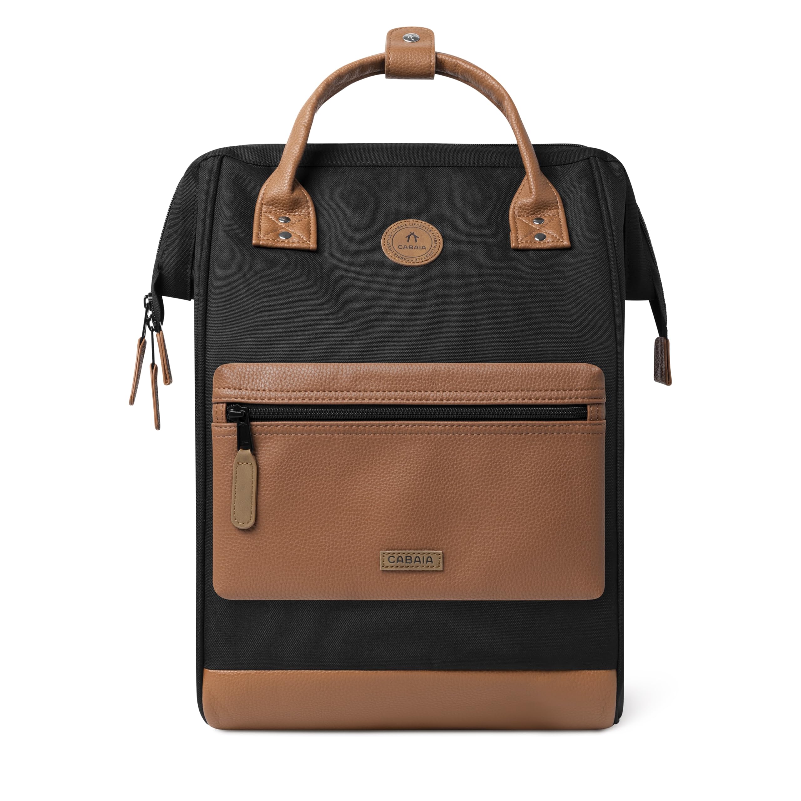CABAIA - Sac à Dos Adventurer Cologne Medium 18L - Déperlant - Compartiment Ordinateur Portable 13" - 2 Poches - Certifié Vegan - Sac Voyage, Affaires, École pour Homme et Femme - Noir