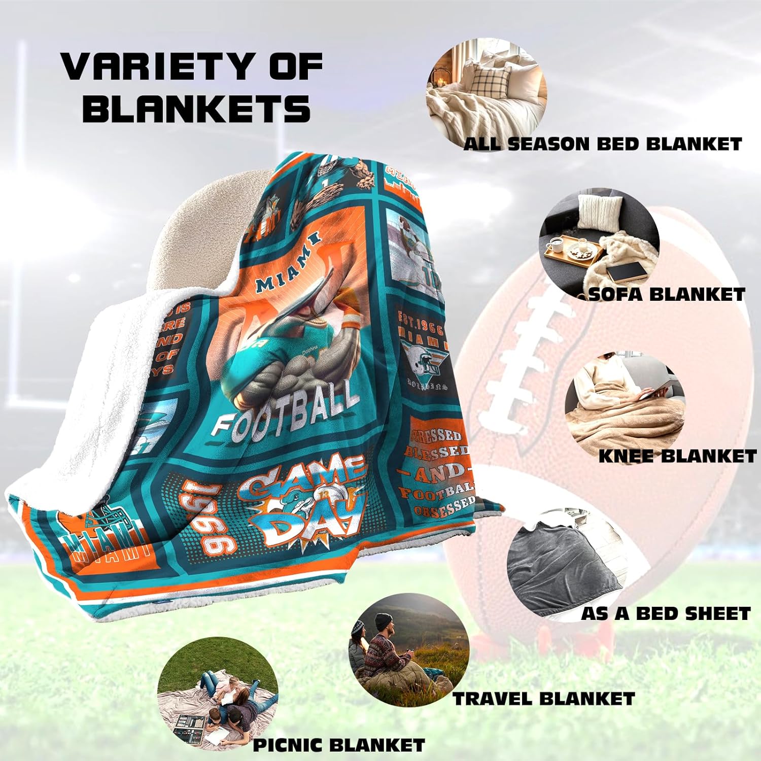 Blanket for Men Women,Sports Lovers Gifts Warm Throw Flannel Blankets for Men Women Boys, Sports Style Travel Blanket Sofa Bed Couch for Men 60"x 50" - Image 3