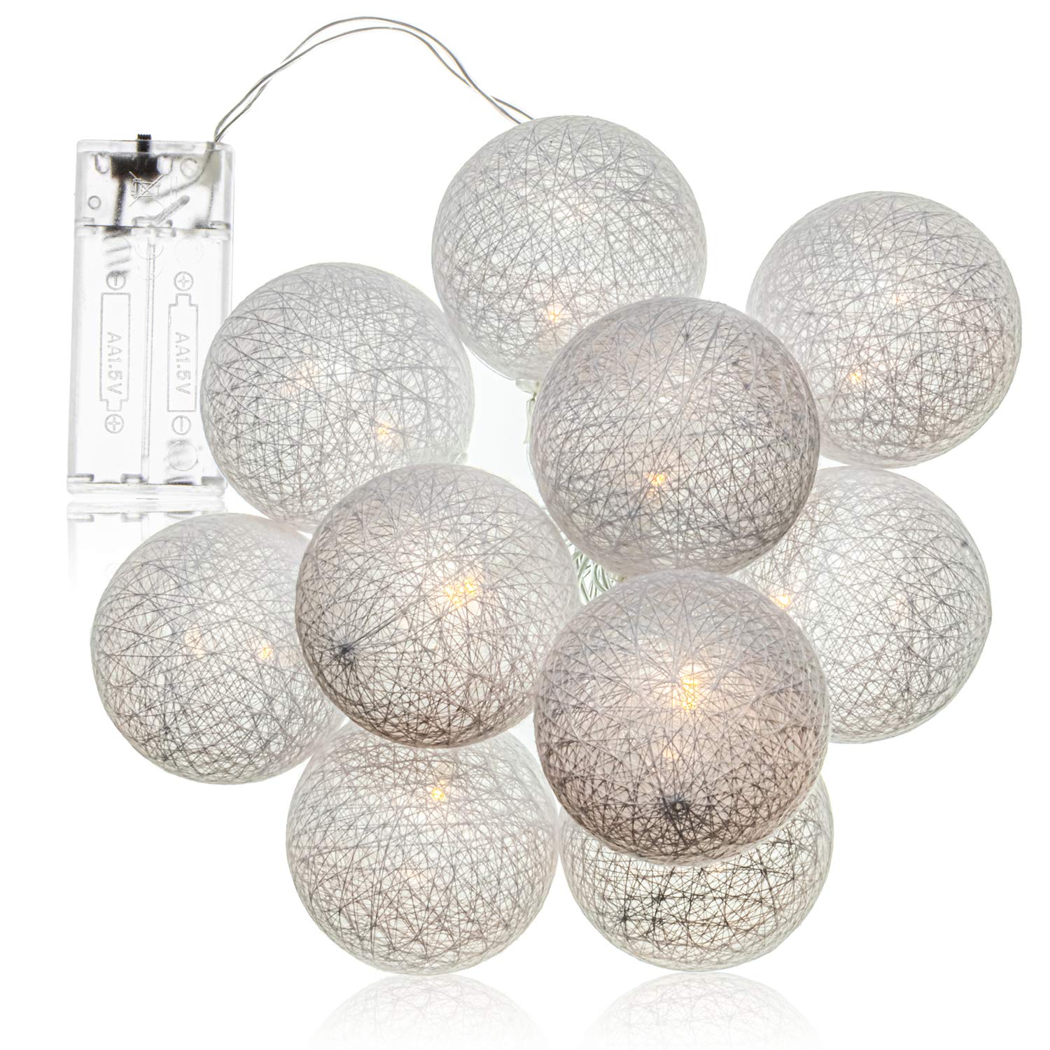 com-four® LED String Light Ball - Illumination with 10 LEDs in Scandinavian Decor - Deco for Christmas, Birthday, Wedding or Party