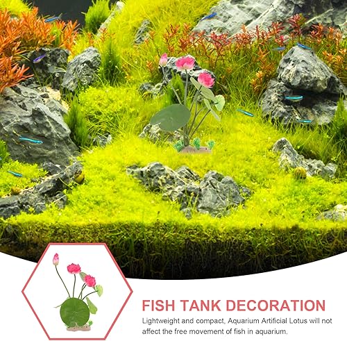 Miniatura 6 de LOGOFUN Acuario Lotus Flower Plantas Artificial Lotus Flower Simulación Plástico Lotus Fish Tank Decoraciones