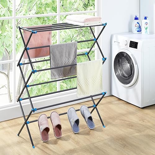 Miniatura 2 de APEXCHASER Drying Rack Clothing, Metal Collapsible Clothes Drying Rack for Clothes, Towel, Oversize, IndoorOutdoorLaundry Room, Graphite