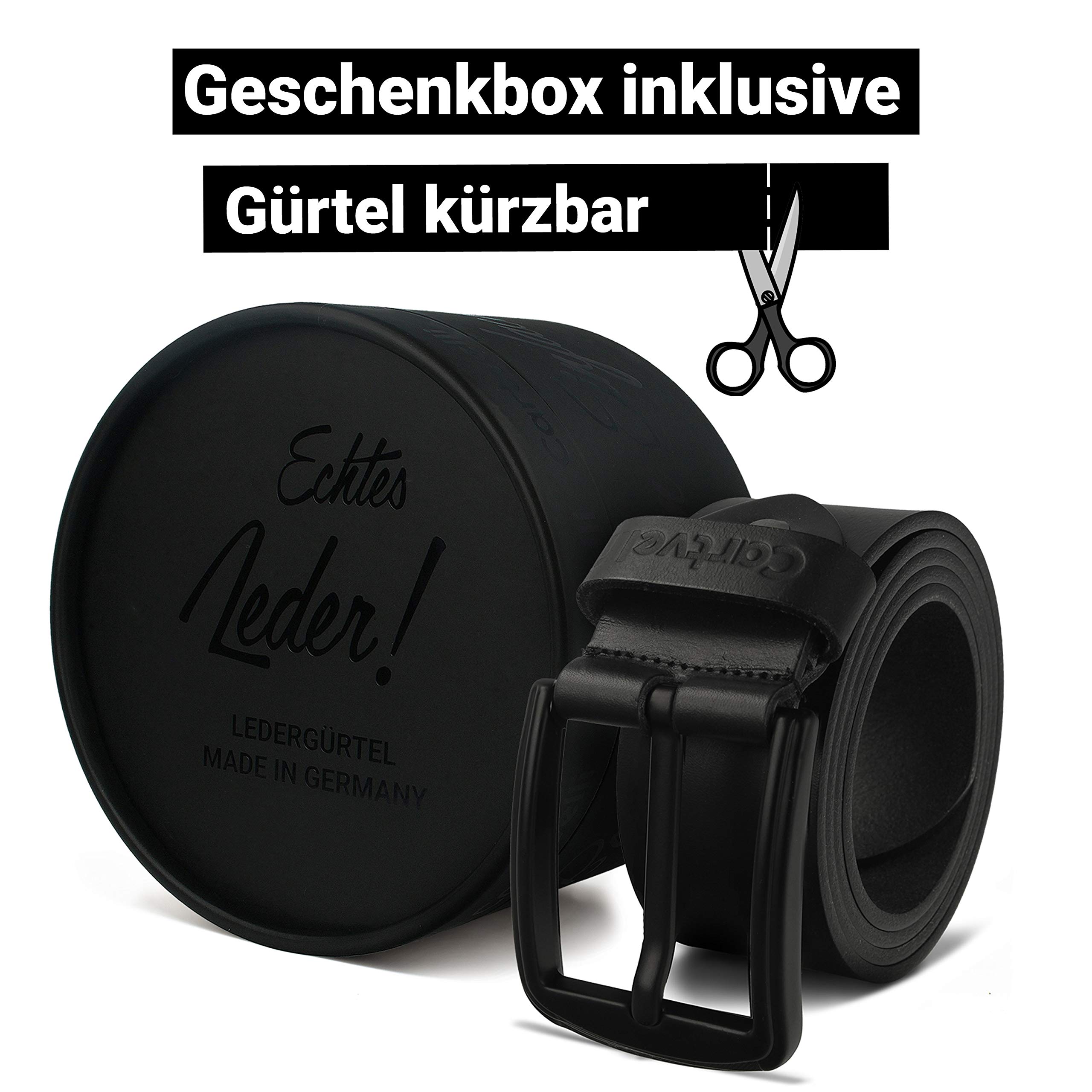 Pasek z prawdziwej skóry męski czarny 40 mm Made in Germany - pudełko prezentowe - pasek męski klamra matowa czerń