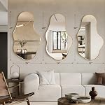 Dorlicecass Irregular Miroir mural - Miroirs muraux décoratifs 22"x 36" Asymétrique abstrait Miroir Aviation Aluminium Cadre unique pour salle de bain, chambre, salon, vestiaire, entrée en or - Miroir abstrait asymétrique