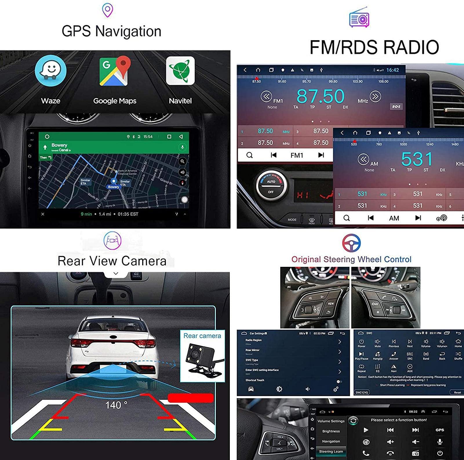 Nav Car Multimedia Au-DIO Speaker GPS Andoid 10 - Aplicable para Hon-da Fit 2008-2013, navegación estéreo para automóvil, Reproductor de Radio HD, Receptor Bluetooth FM USB, 10 Pulgadas HD, na