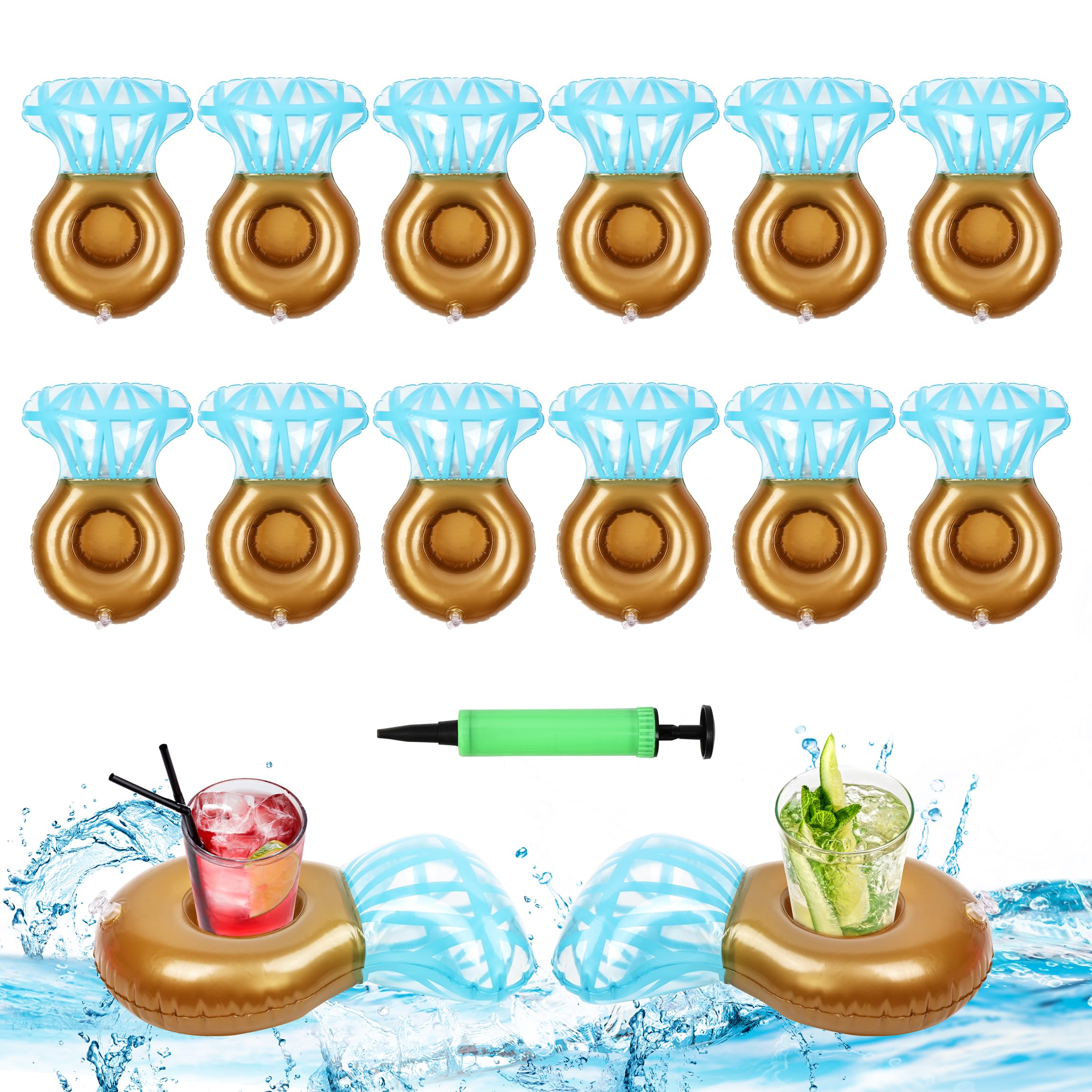 12Pack Ring Inflatable Drink Holder, Drink Floaties Floats Cup for Swimming Pool Drink Holder for Pool Bachelorette Party Float Decorations Accessories for Adults