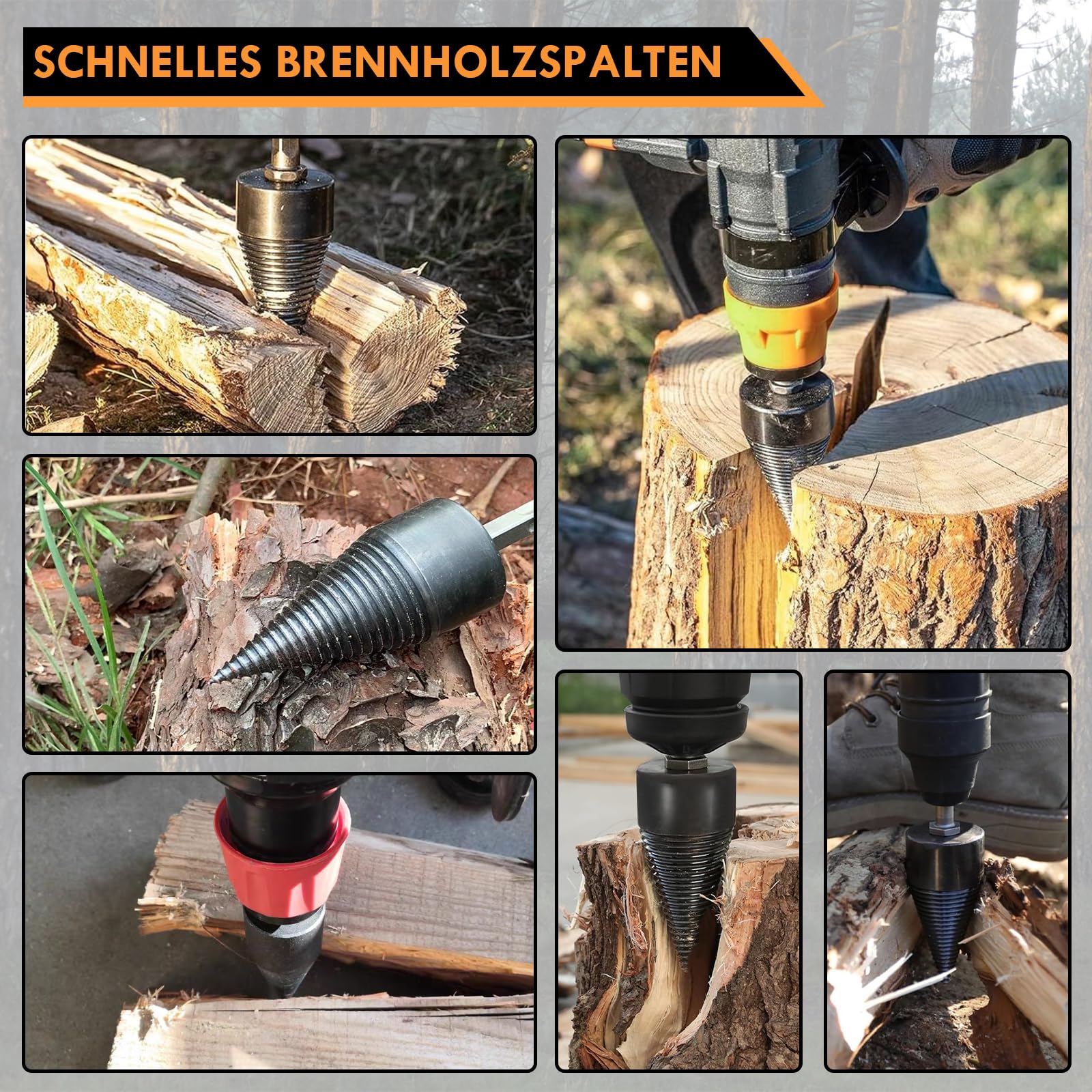 Holzspalter Bohrer 45mm + 32mm mit 4 Bohrgriffe（(1.15, Kilogramm)