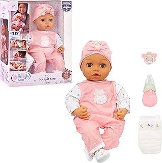 Baby Born My Real Baby Doll Ava - Light Brown Eyes: Realistic Soft-Bodied Baby Doll Ages 3 & Up, Sound Effects, Drinks & Wets, Mouth Moves, Cries Real Tears, Eyes Open & Close, Pacifier
