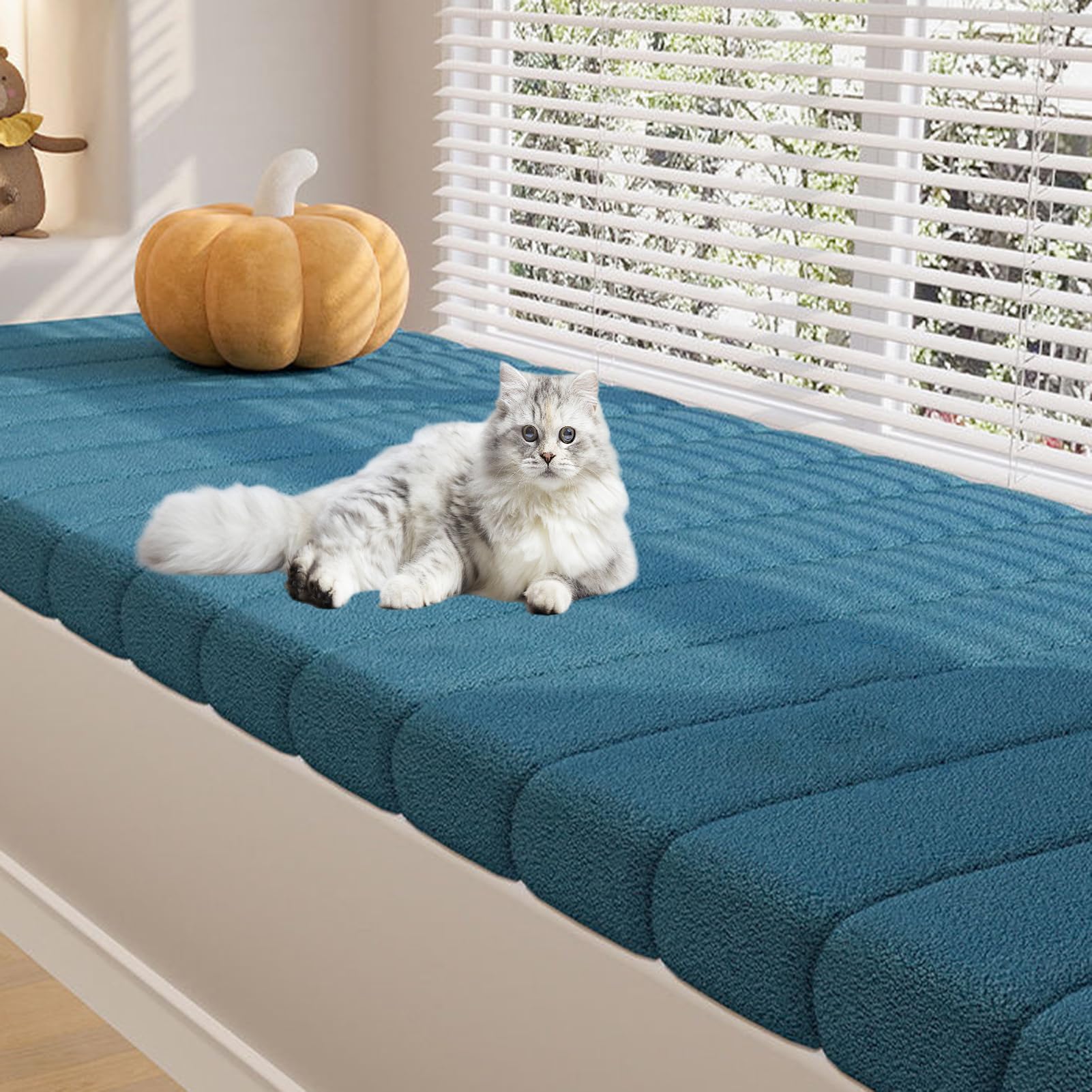 Coussin de banc bleu mer 120x40 cm lavable et antidérapant