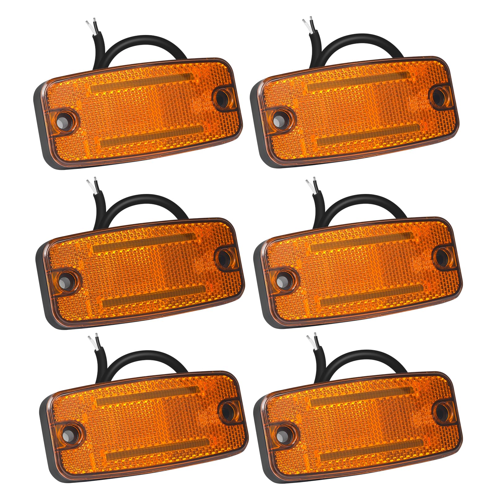 6x Amber LED Seitenmarkierungsleuchten Set – 12V/24V, ECE R91/R148 Zertifiziert, IP67 Wasserdicht – für Anhänger, LKW, Wohnwagen, Landmaschinen