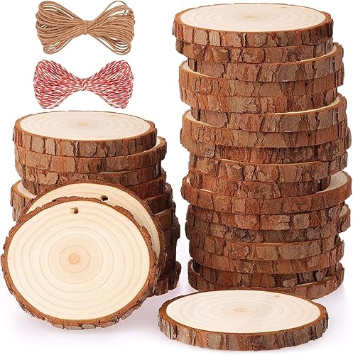 Fuyit Natural Wood Slices 30 Pcs 2.4-2.8 Inches Craft Wood