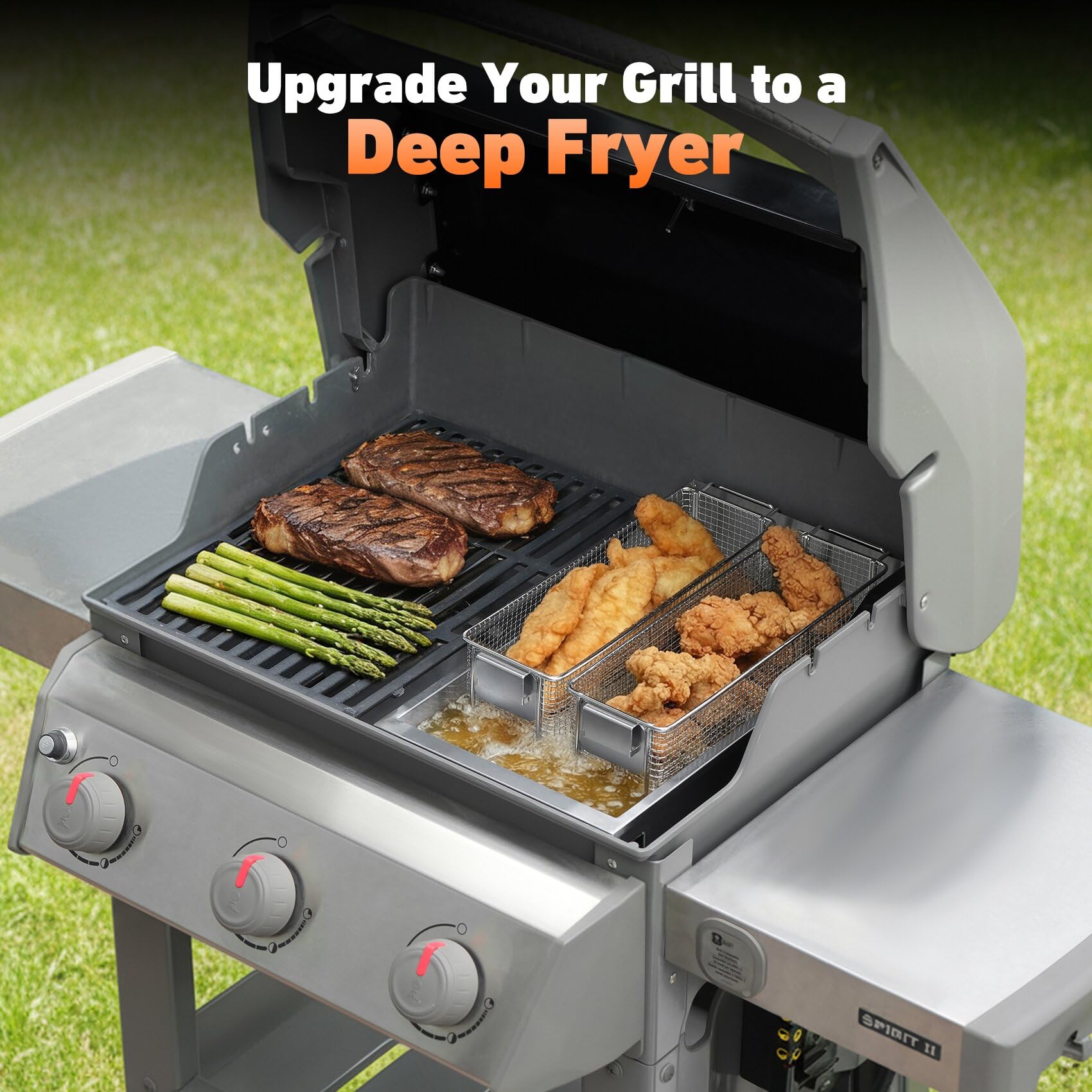 onlyfire Kit Friteuse pour Barbecues à Gaz Weber Spirit et Genesis