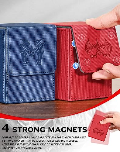 Miniatura 5 de Caja de cartas para tarjetas Yugioh MTG, más de 100 fundas con 2 divisores para TCG CCG, caja de almacenamiento de tarjetas de piel sintética