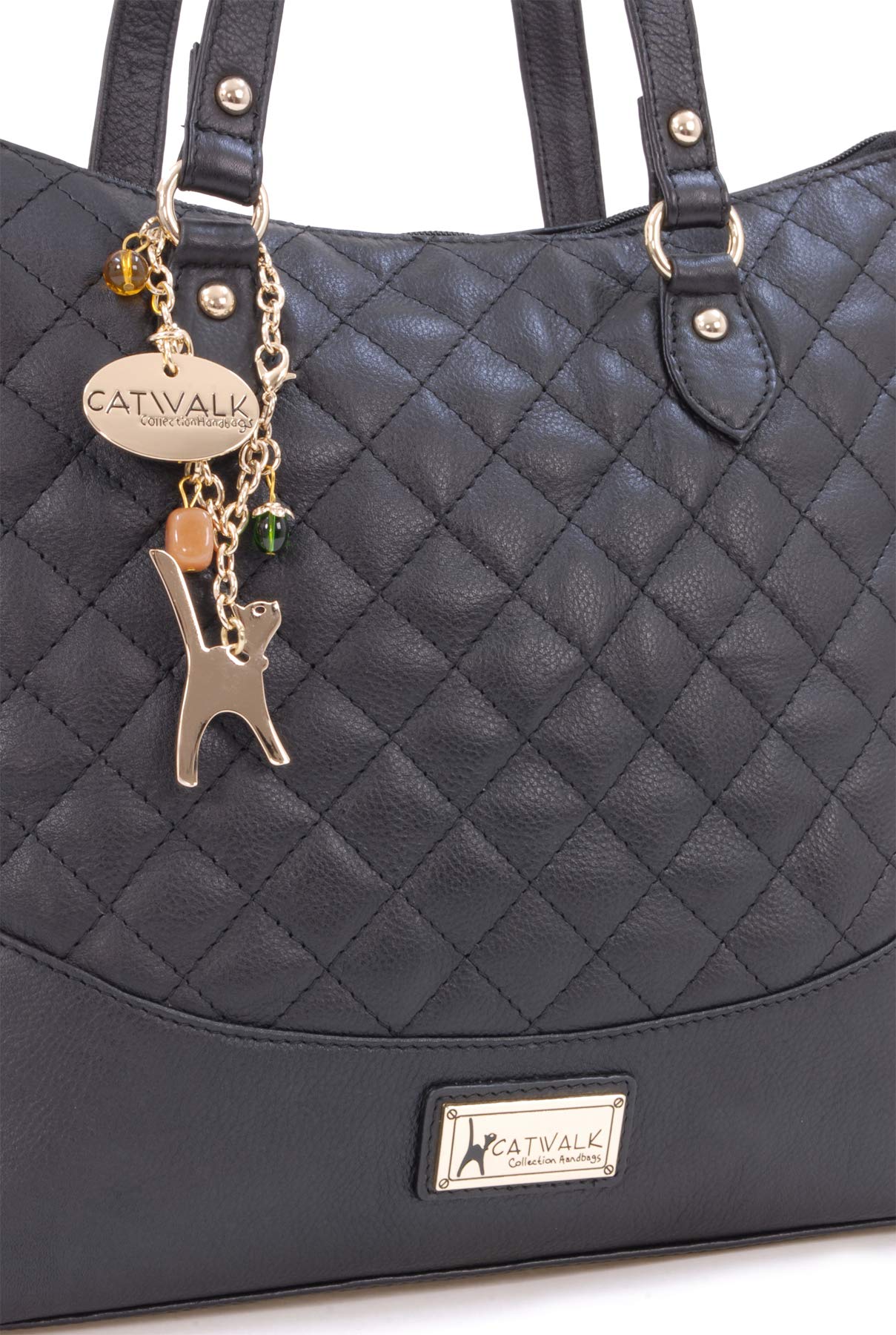 Catwalk Collection Handbags - Borsa a Spalla in Pelle Trapuntata - Tote Bag Donna - Borsa a Mano da Giorno Grande/Media - Sofia