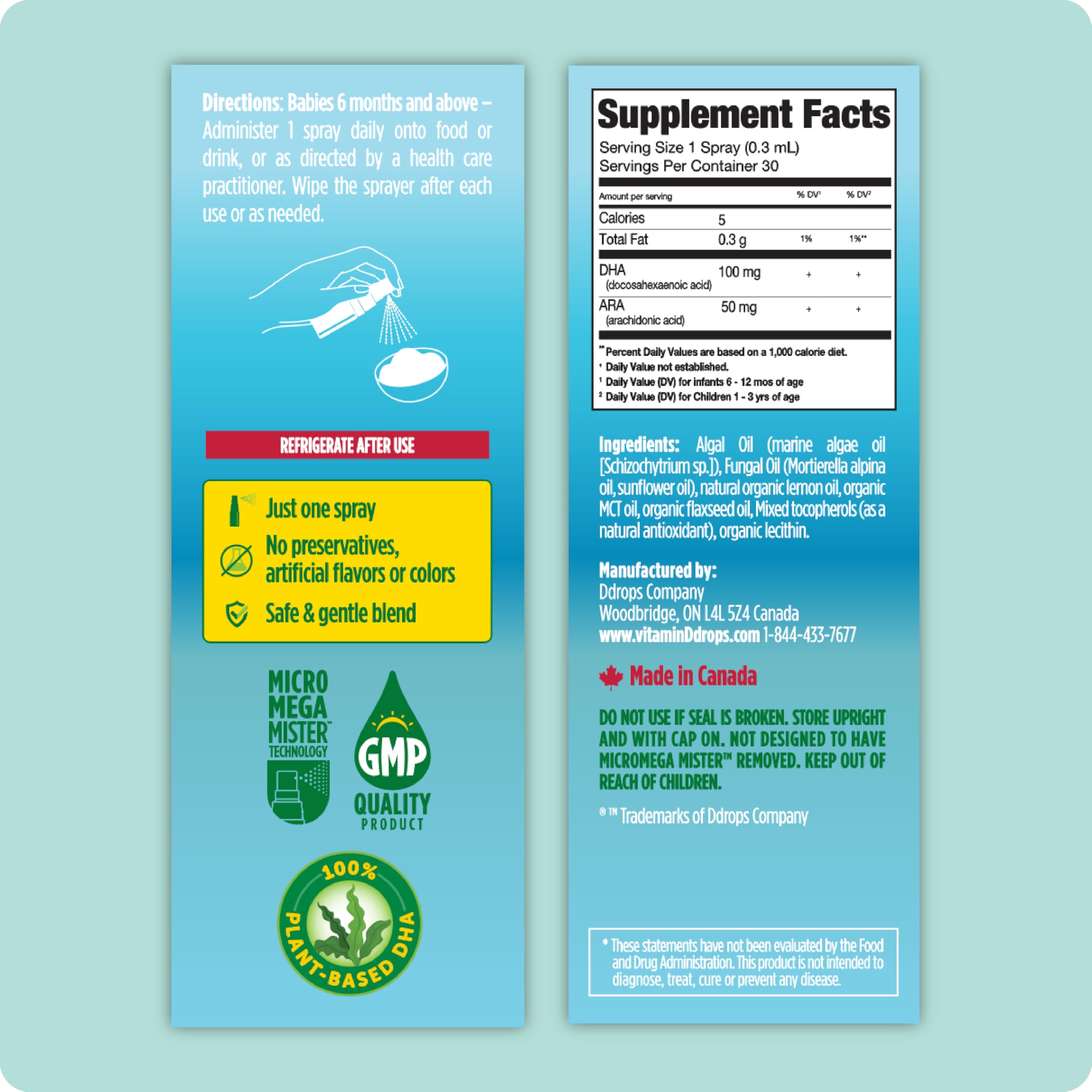 Ddrops Baby Algae DHA + ARA, 30 Sprays — Amazon image 6