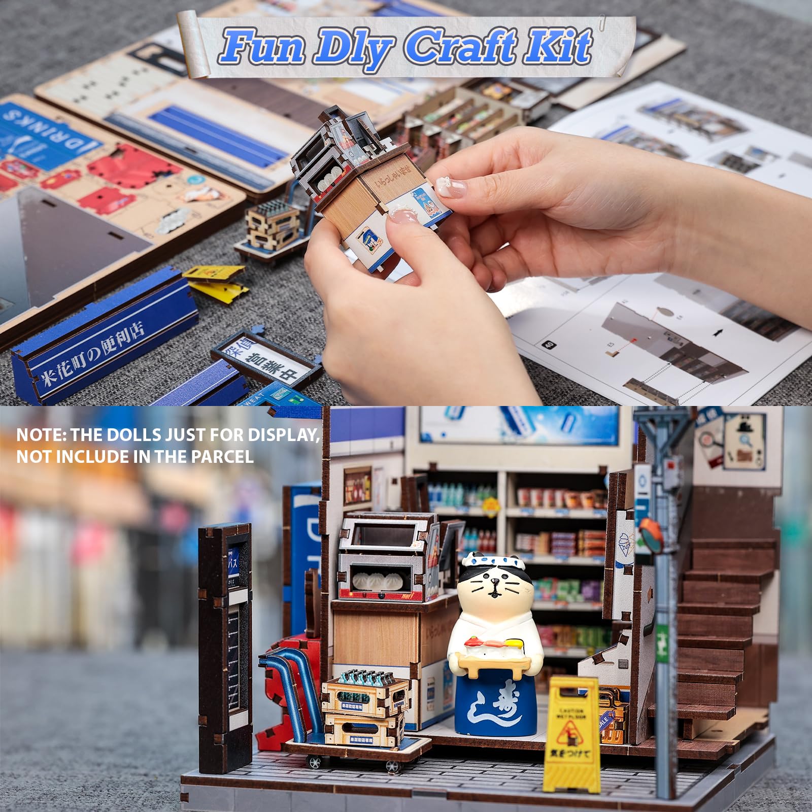 Cutefun Book Nook Japan - DIY Case delle bambole per adulti - Miniature house kit - lego giappone, bookshelf miniature, Regalo Originale per Appassionati DIY (Japanese Detective Convenience Store)