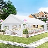COBIZI 20x30 Party Tent Heavy Duty Tent, Carpas para Fiestas 20x30 with 6 Removable Sidewalls & 4 Built-in Sandbags, Wedding Tents for Parties Outside UV50+ Waterproof, White