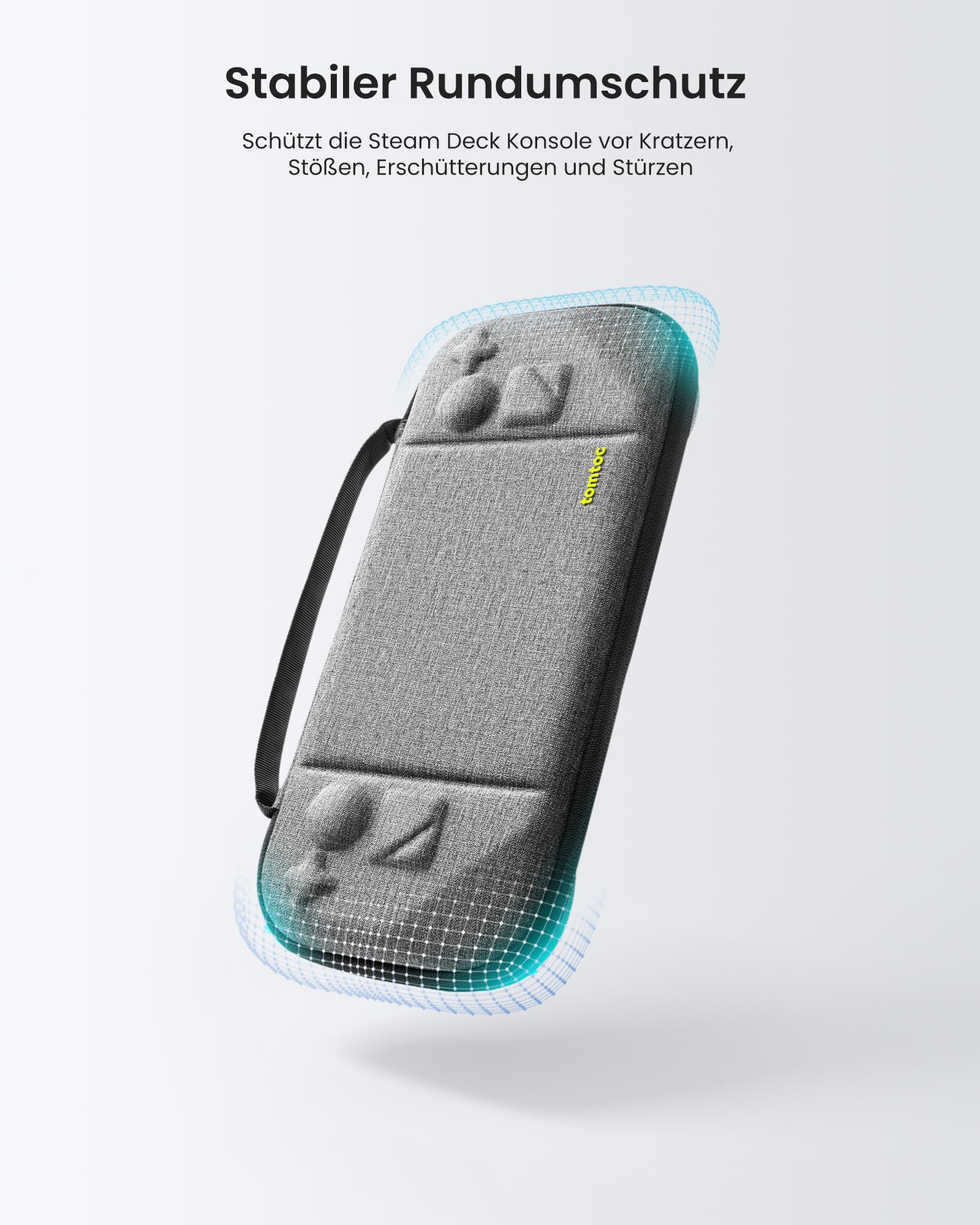 tomtoc Slim Tasche Kompatibel mit Steam Deck / Steam Deck OLED, Rundumschutz Case Hülle für Reise, Ultradünn Tragetasche Hartschale Schutzhülle für Konsole, Stoßfest, Grau