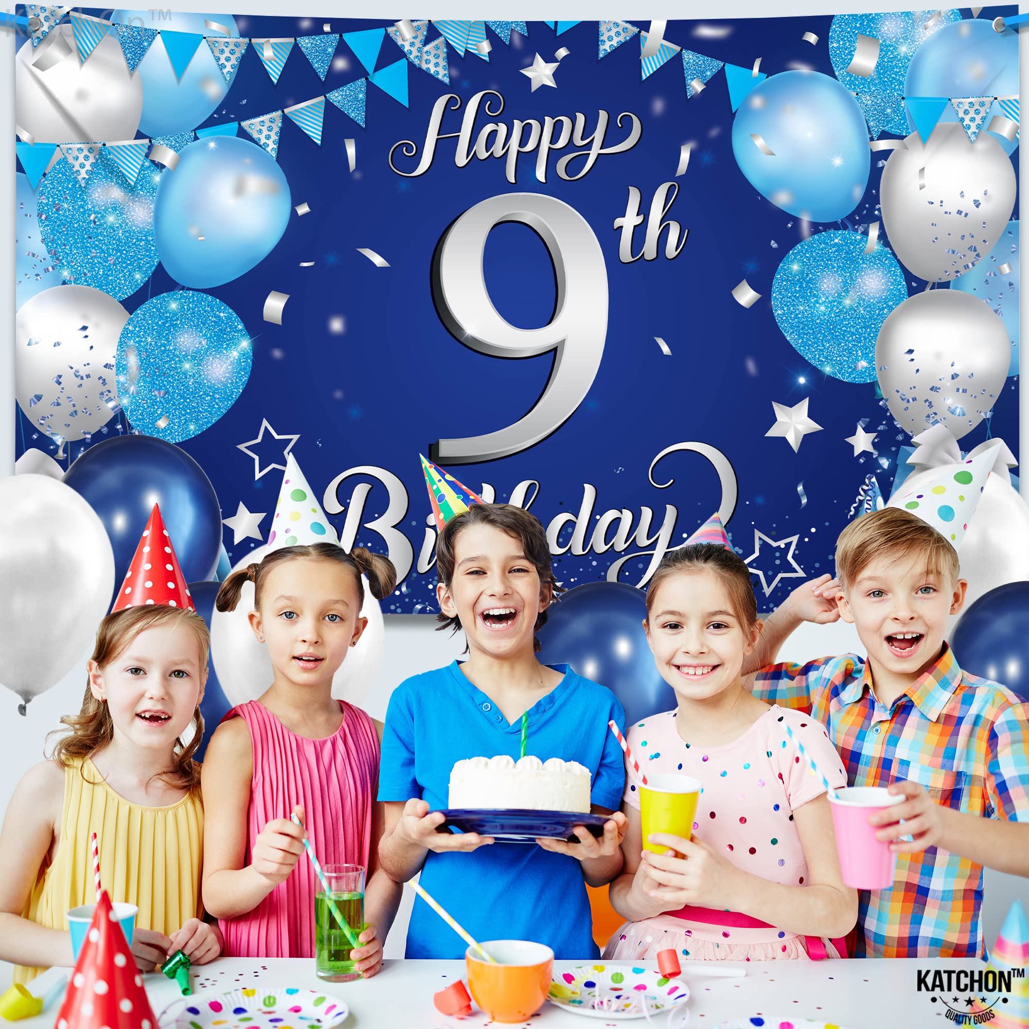 Trgowaul Ensemble De Décorations De Fête Pour 9e Anniversaire Pour Filles, Bannière Et Nappe, écharpe Et Diadème, 1 Décoration De Gâteau « Happy 9th