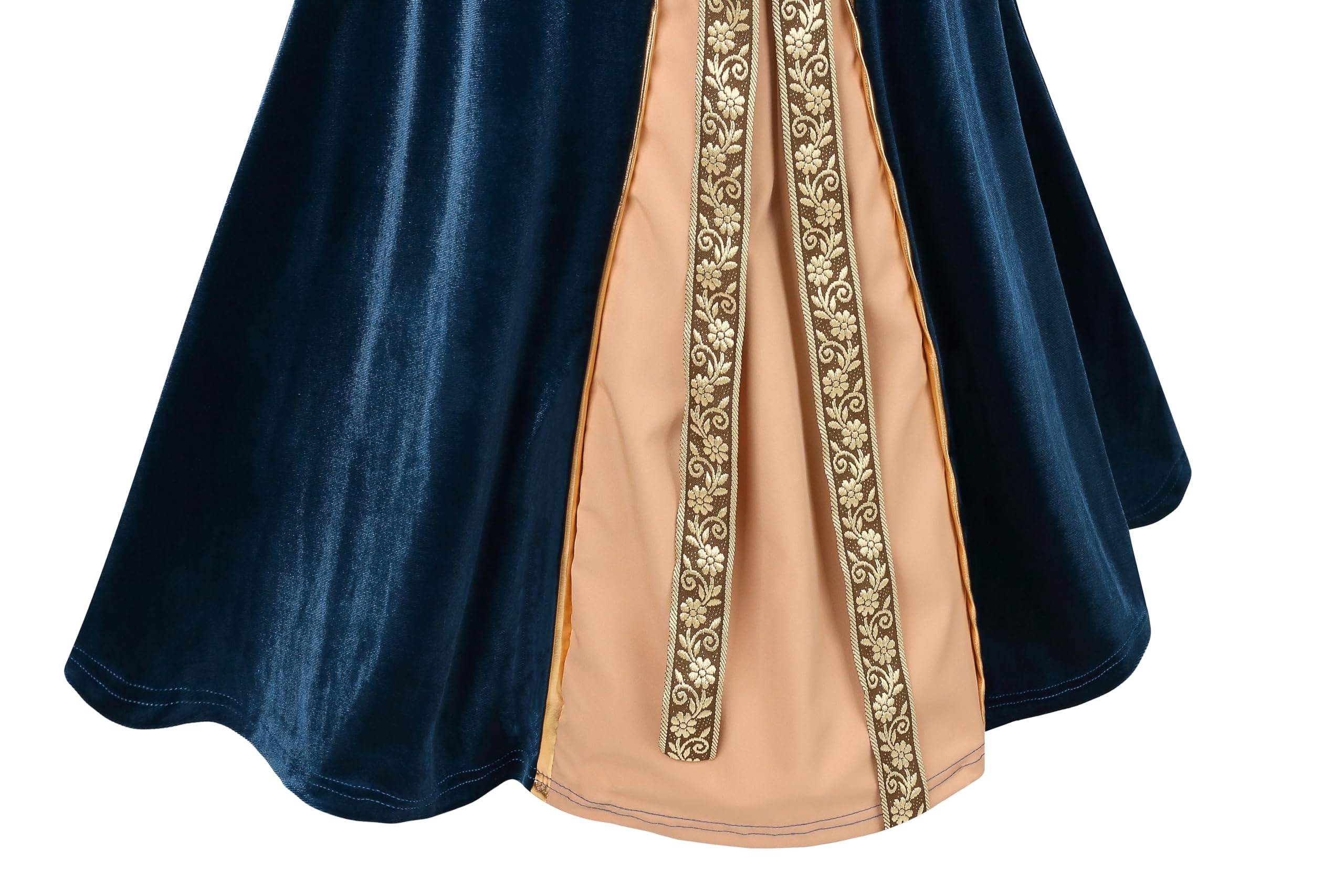DELIVESS Girls Medieval Dress Renaissance Princess for Kids Halloween Outfit Costume 2 PCS (Dark Blue, S) - Image 2