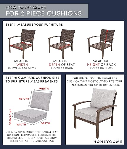 Miniatura 4 de Honeycomb Cojín para silla de comedor de patio gris platino sólido texturizado para interiores y exteriores relleno de fibra reciclada, resistente a