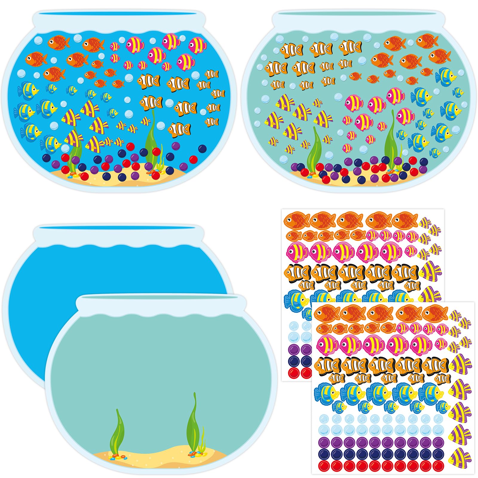 Fancy Land 100th Day of School Crafts 16 Make Your Own Fish Tank Stickers with Cardboard Backgrounds 14.2 X 11 Inch for 100 Days of School Kids Classroom Project Party Activities