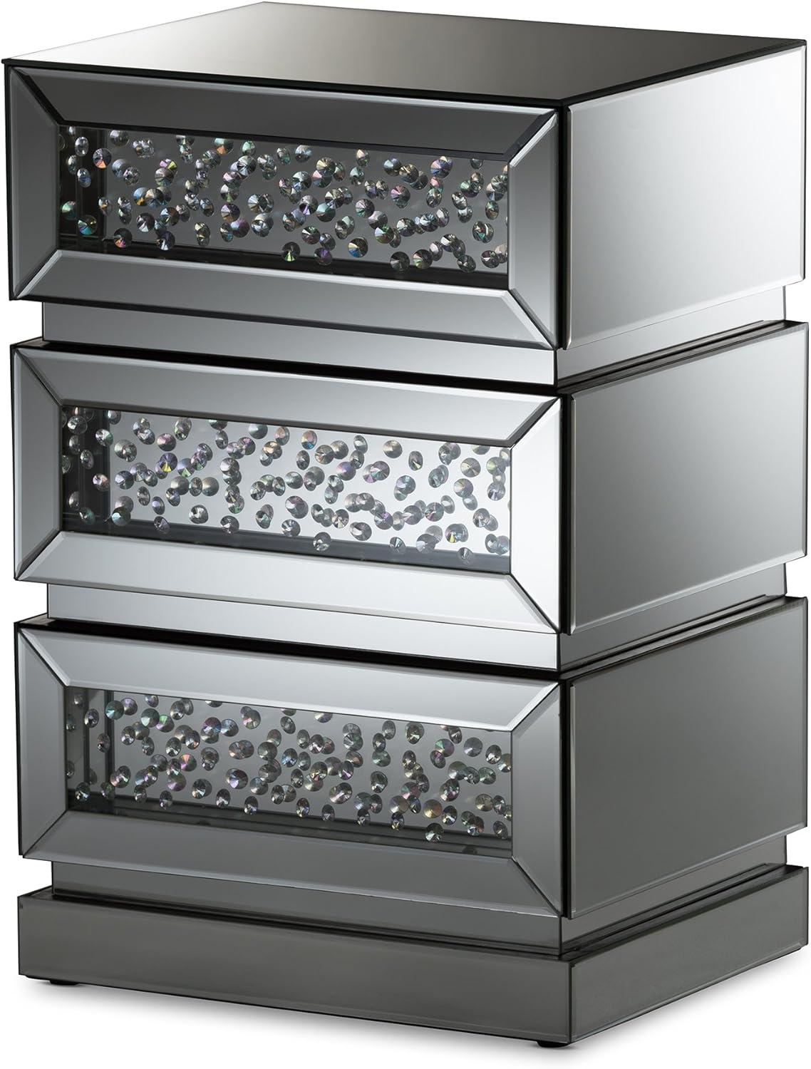 Baxton Studio Sabrina Hollywood Regency Glamour Style Mirrored 3-Drawer End Table