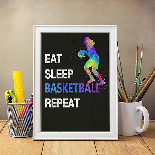 Miniatura 8 de Eat Sleep Basketball Repeat Quote Wall Art 11x14 Unframed Print Poster, Gift for Woman Basketball Player, Coach, Referee or Basketball Fan. Teen
