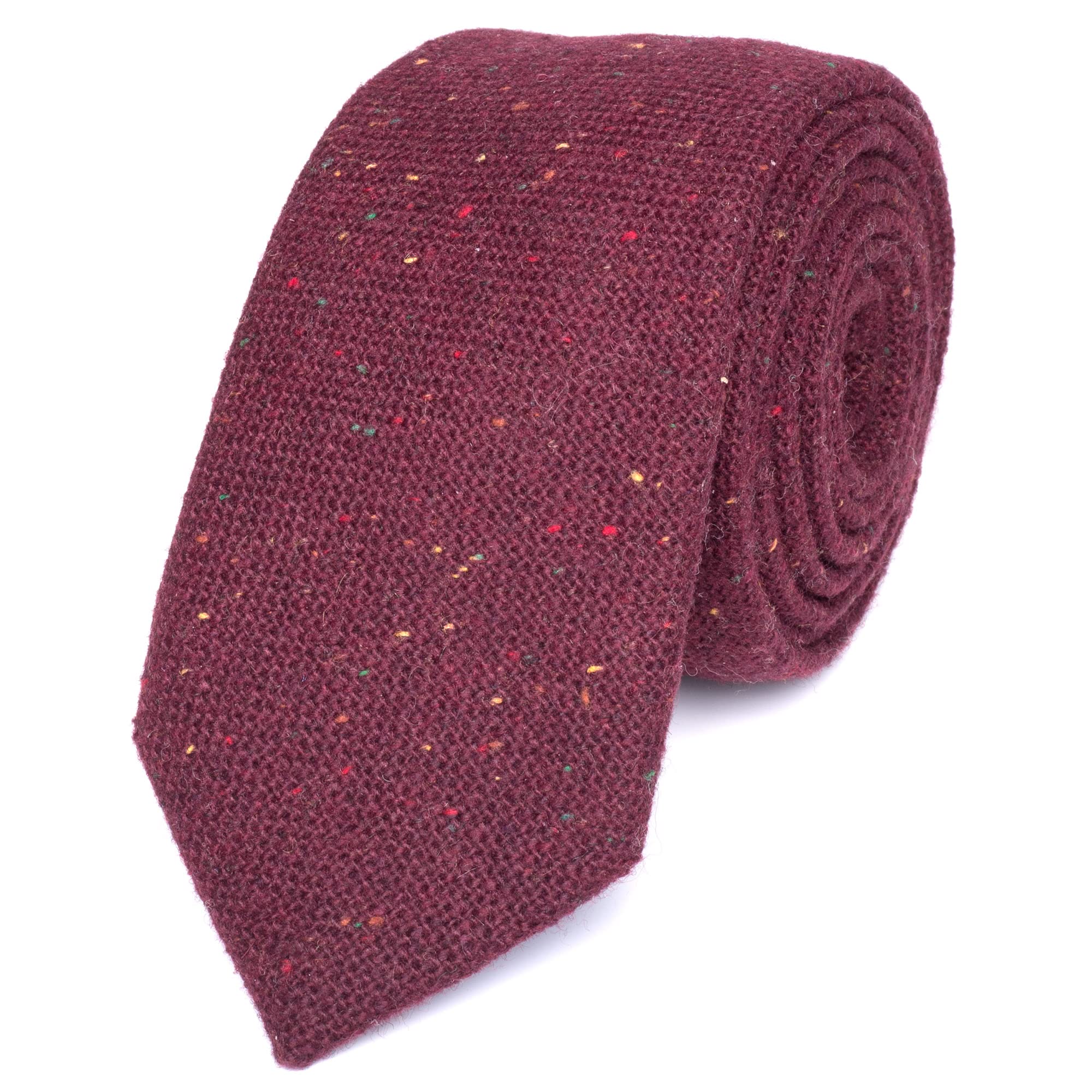 Db Dickie Bow Men's Burgundy Luxury Wool Skinny Neck Tie (Burgundy) - Suitable For Formalwear, Office, Weddings, Parties, Grooms & Grooms Outfits