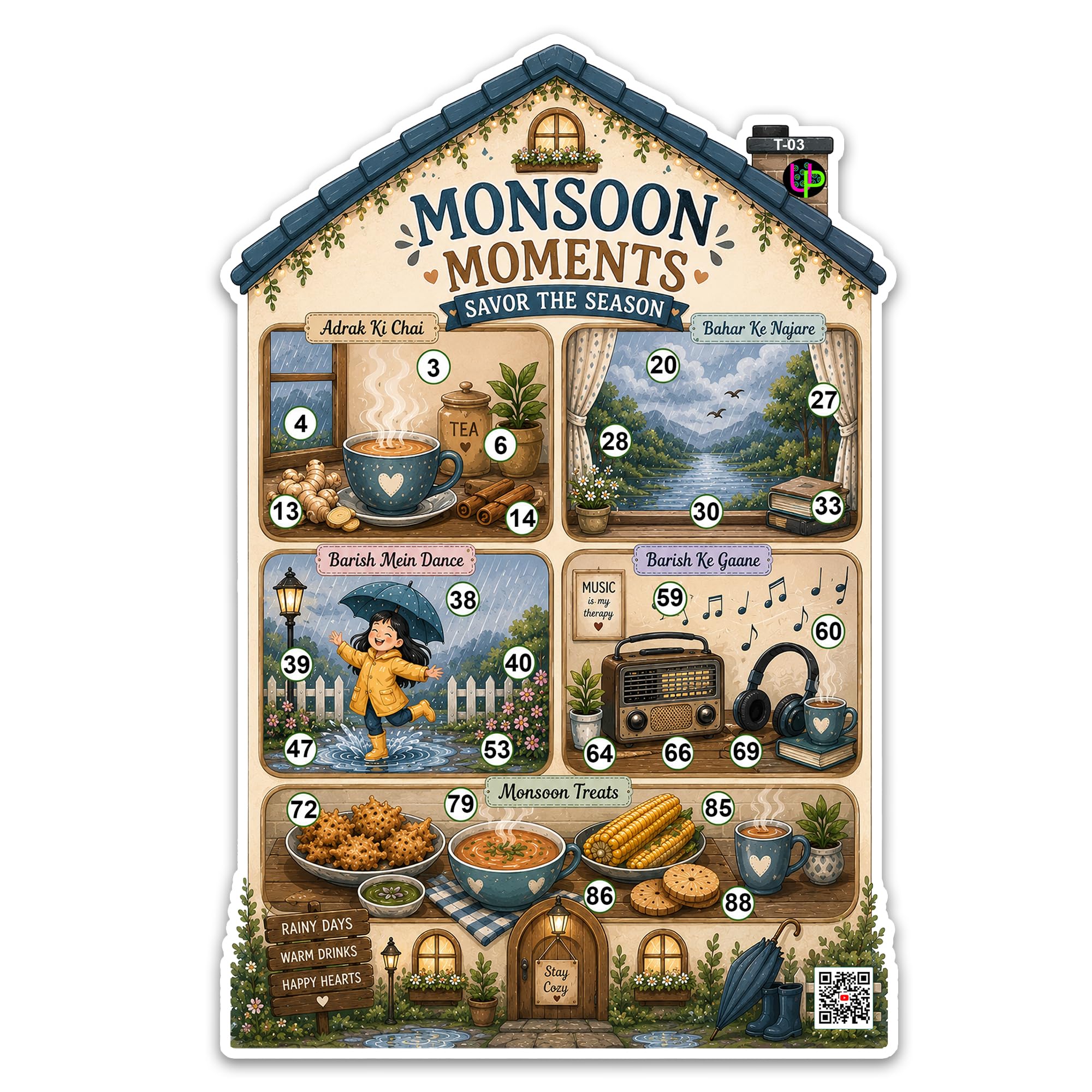 Monsoon Sawan Theme Tambola Tickets | Monsoon Moments Theme Housie Game for Kitty Party | Rainy Season Theme for Family Gatherings | Kitty Party Tambola Ticket | Set of 15 Tickets-image-7