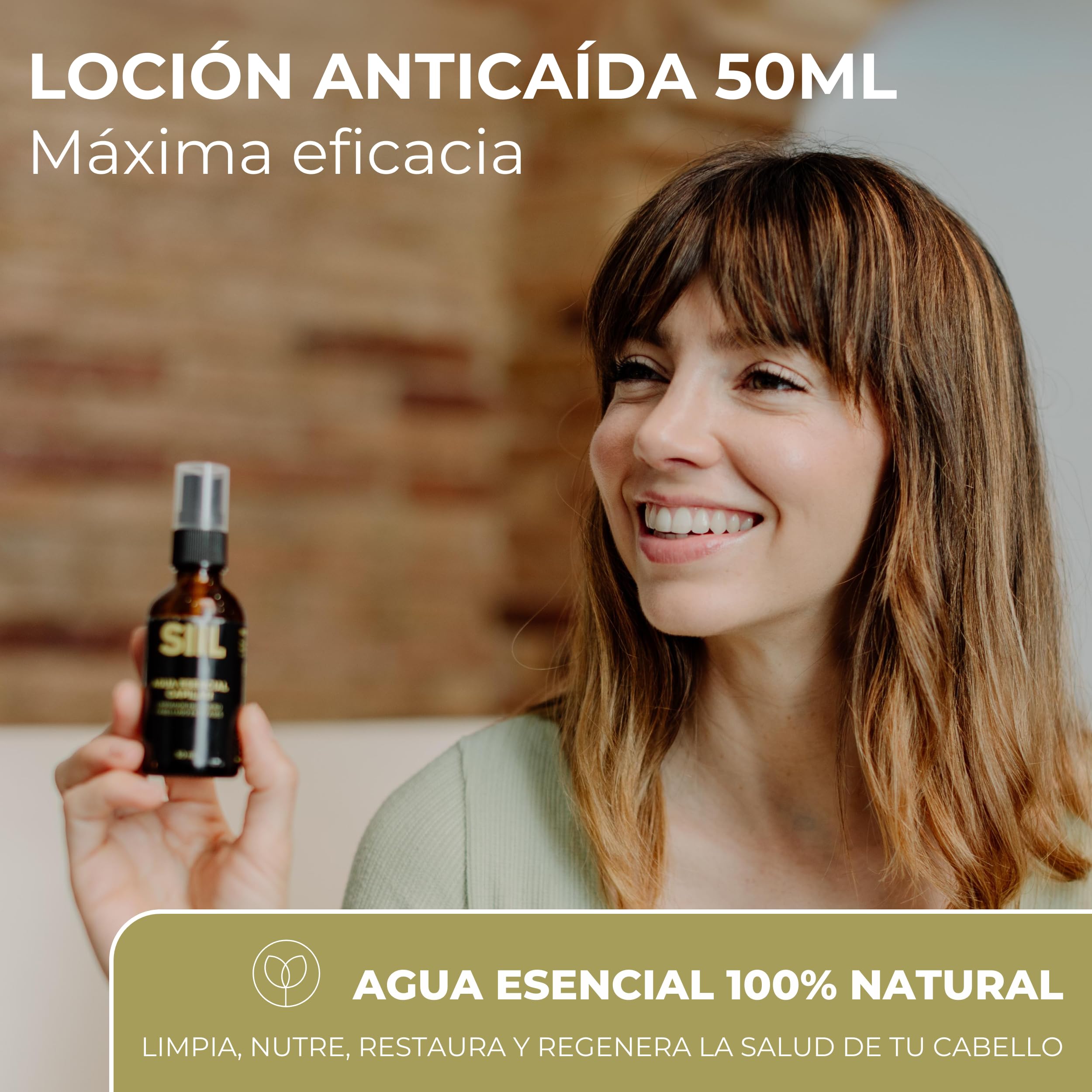 50 ml - Loción Anticaída Unisex Alopecia Androgénica 100% Natural con Menta | Tónico capilar | Crecimiento Cabello Mujer y Hombre | Anti Caspa y recomendado para Dermatitis Seborreíca - SIIL