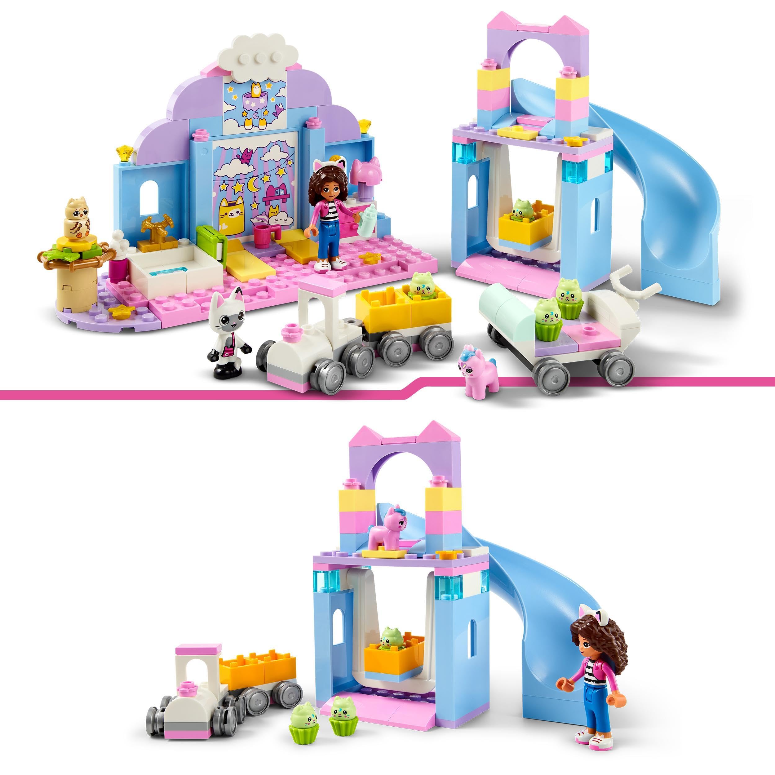 LEGO Koci domek Gabi Kiciklubik Uszko Gabi, zabawki do odgrywania ról dla dziewczynek i chłopców 4+, zabawka dla dziecka ze zjeżdżalnią i figurkami, pomysł na prezent dla 4-latki, 10796