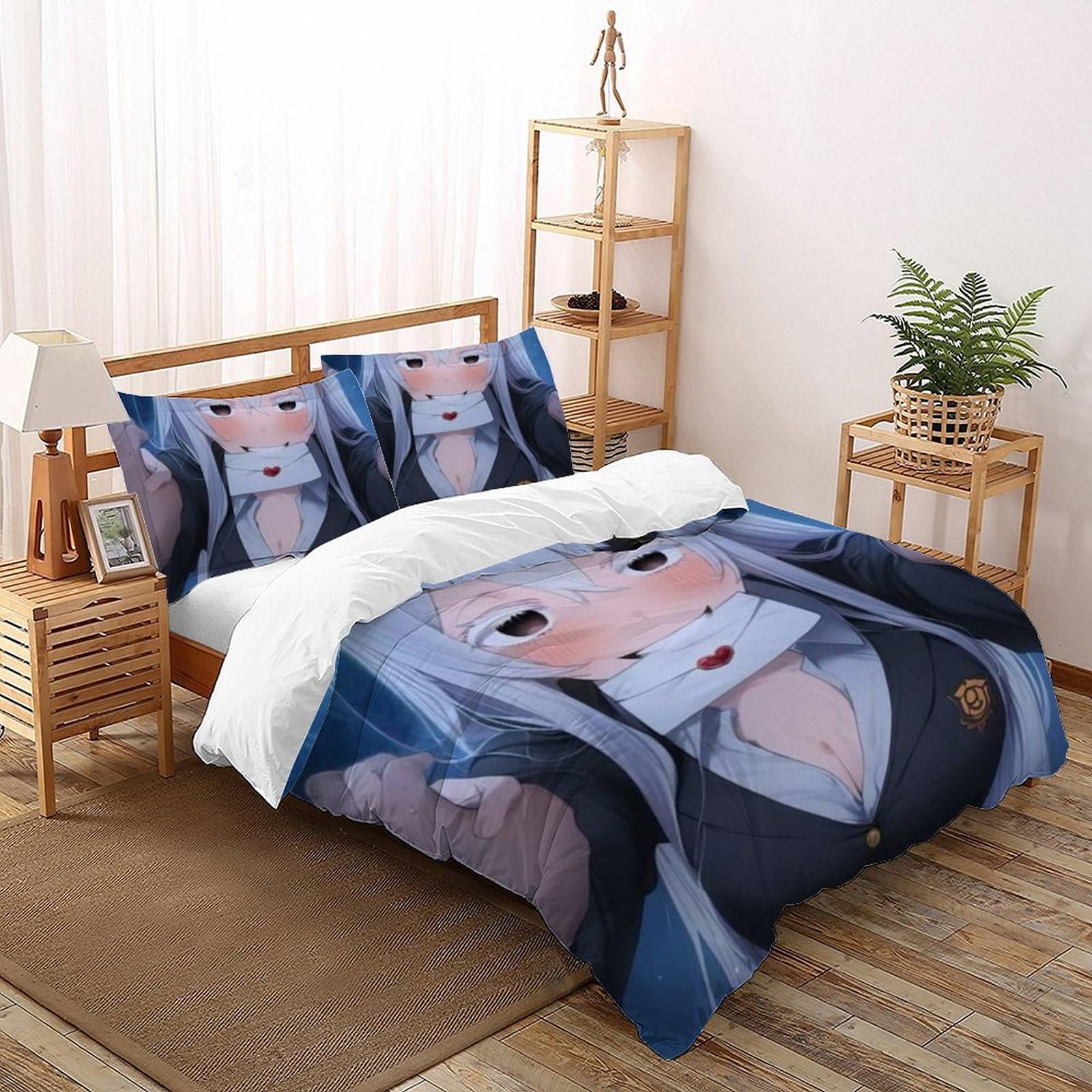 Housse de couette double microfibres 200x200cm imprimé japonais et ses 2 taies