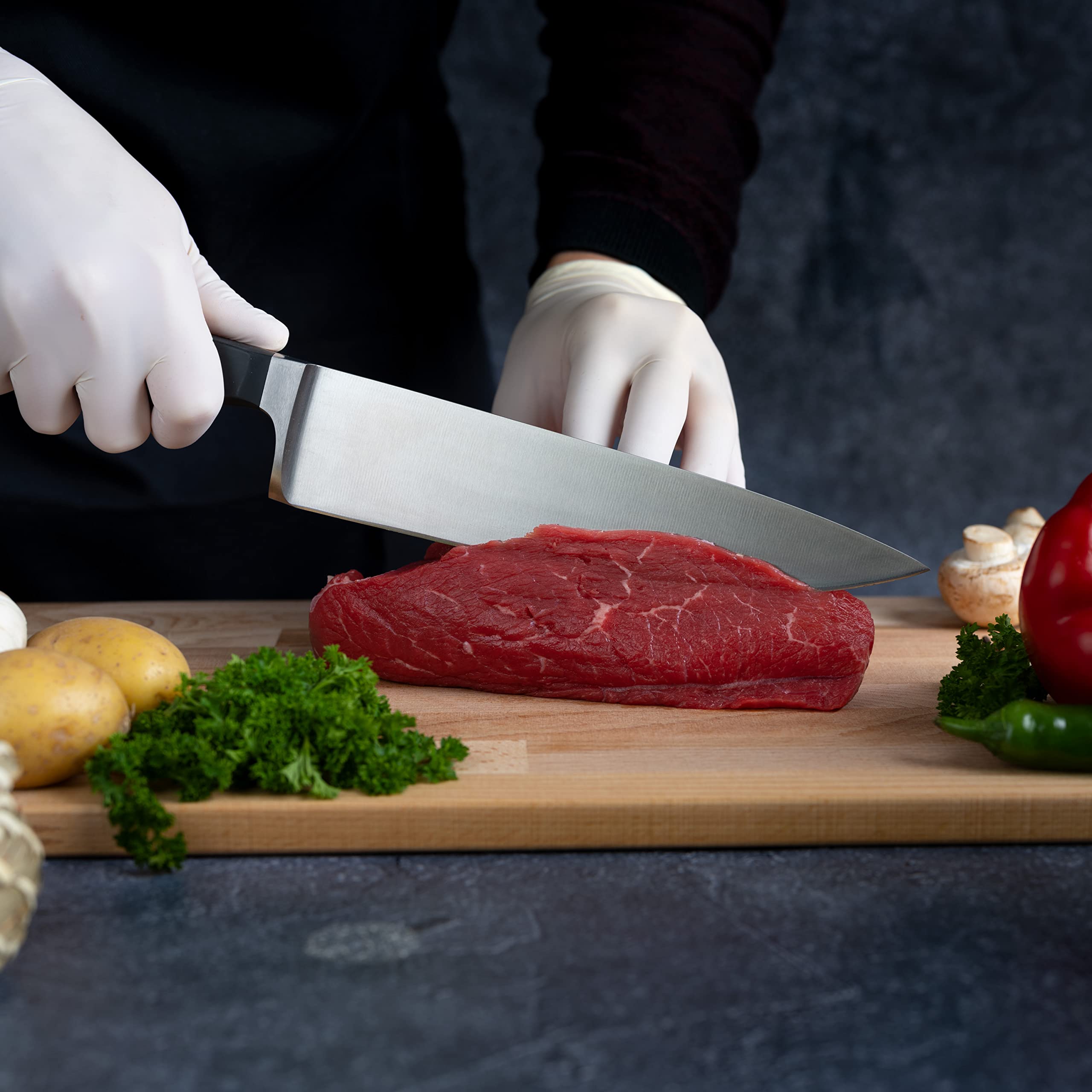HEISO Kochmesser - handgeschmiedet in Solingen - rostfreie 21cm Klinge - Chefmesser mit extremer Schärfe - mit kostenlosem Nachschleifservice